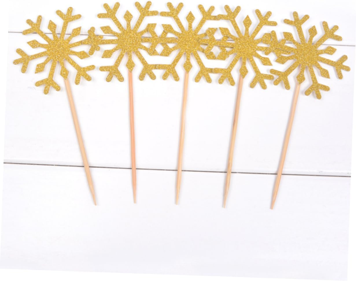 SHOWERORO 100Pcs Christmas Cake Picks Snowflake Ornaments for Dessert Topper Creative Blue Party Cupcake Decor for Christmas Wrapping Decorations image number 6