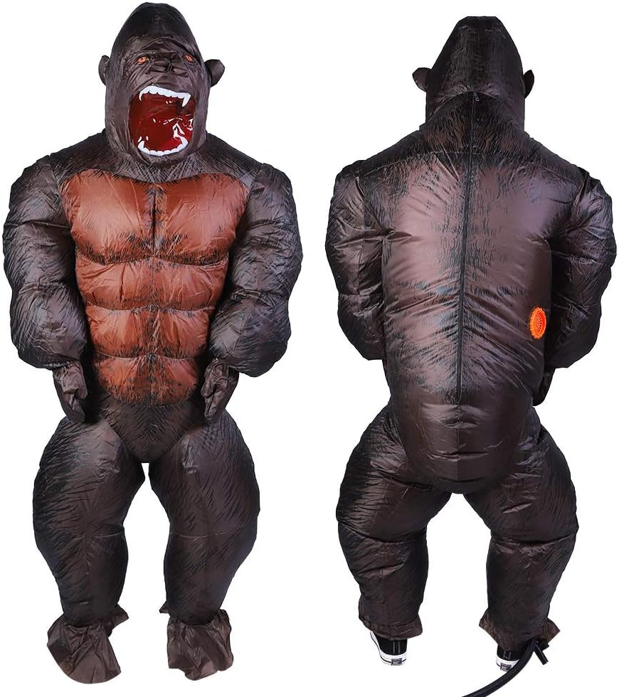 Inflatable Halloween Costume, Gorilla Costume Inflatable King Kong Costume Adult Gorilla Blow up Mascot Suit with Air Blower, Full Body Naughty Funny Costume for Halloween image number 3