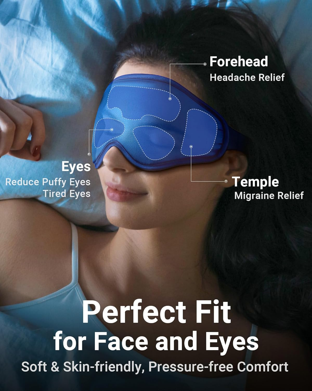 Cold Eye Mask Cooling Mask for Puffy Eyes: Flexible Ice Eye Pack for Migraine after Surgery Relief - Reusable Gel Face Mask for Headache Puffiness - Comfortable Perfect Fit Cool Compress for Sleep image number 3