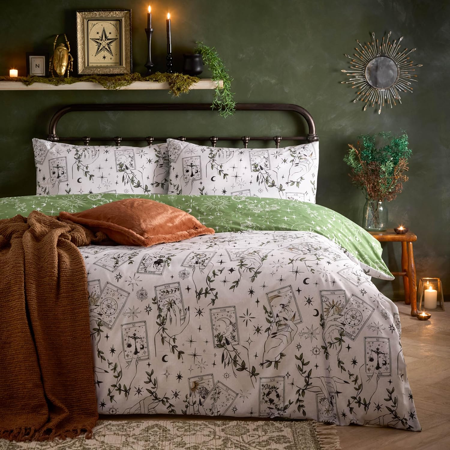 Furn Bootanical Duvet Cover Set - Autumn Floral Halloween Ghost Reversible Bedding (Multi-Colour - Double) image number 3
