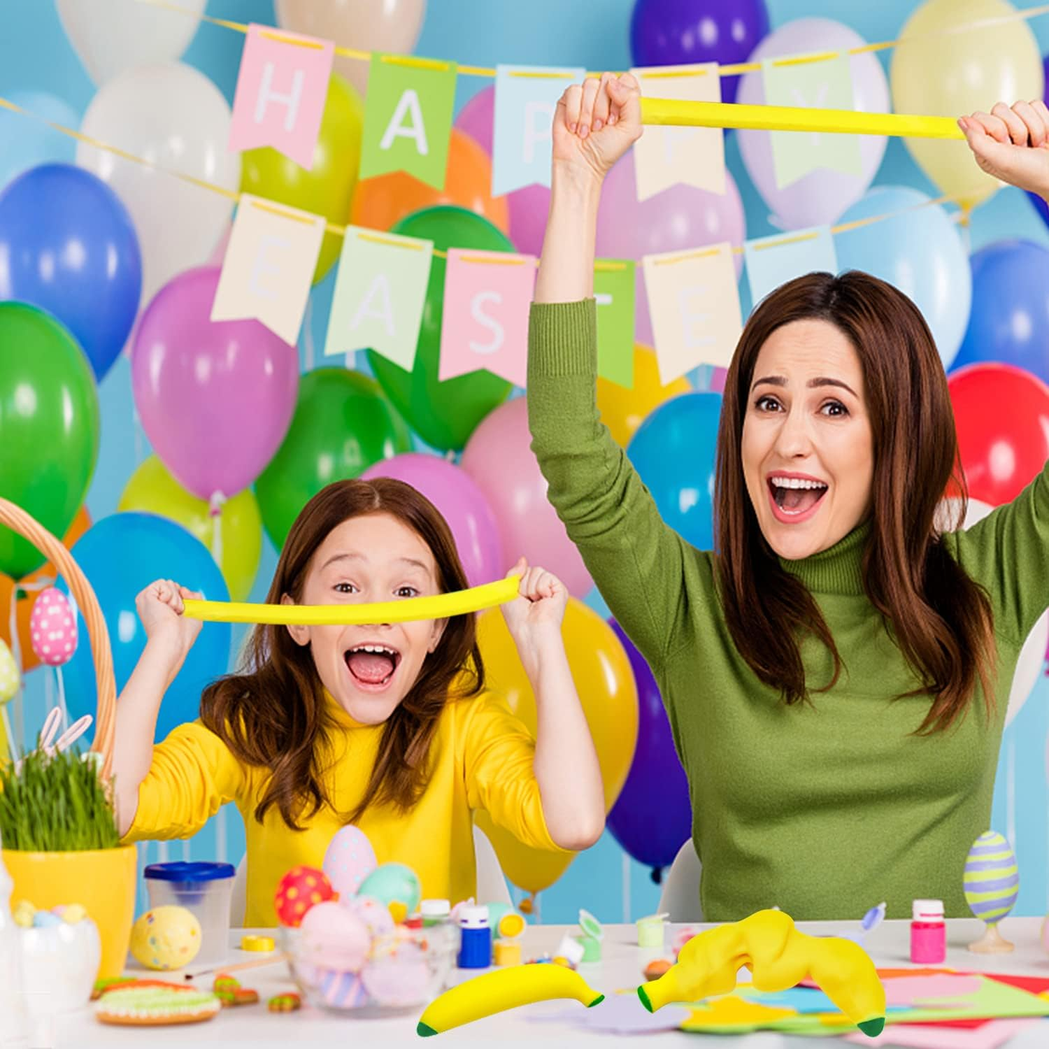 3 Pack Stretchy Banana Sensory Toy,Stress Relief Fidget Banana Toys for Kids and Adults,Sand Filled Stress Gift,Banana Party Supply image number 5