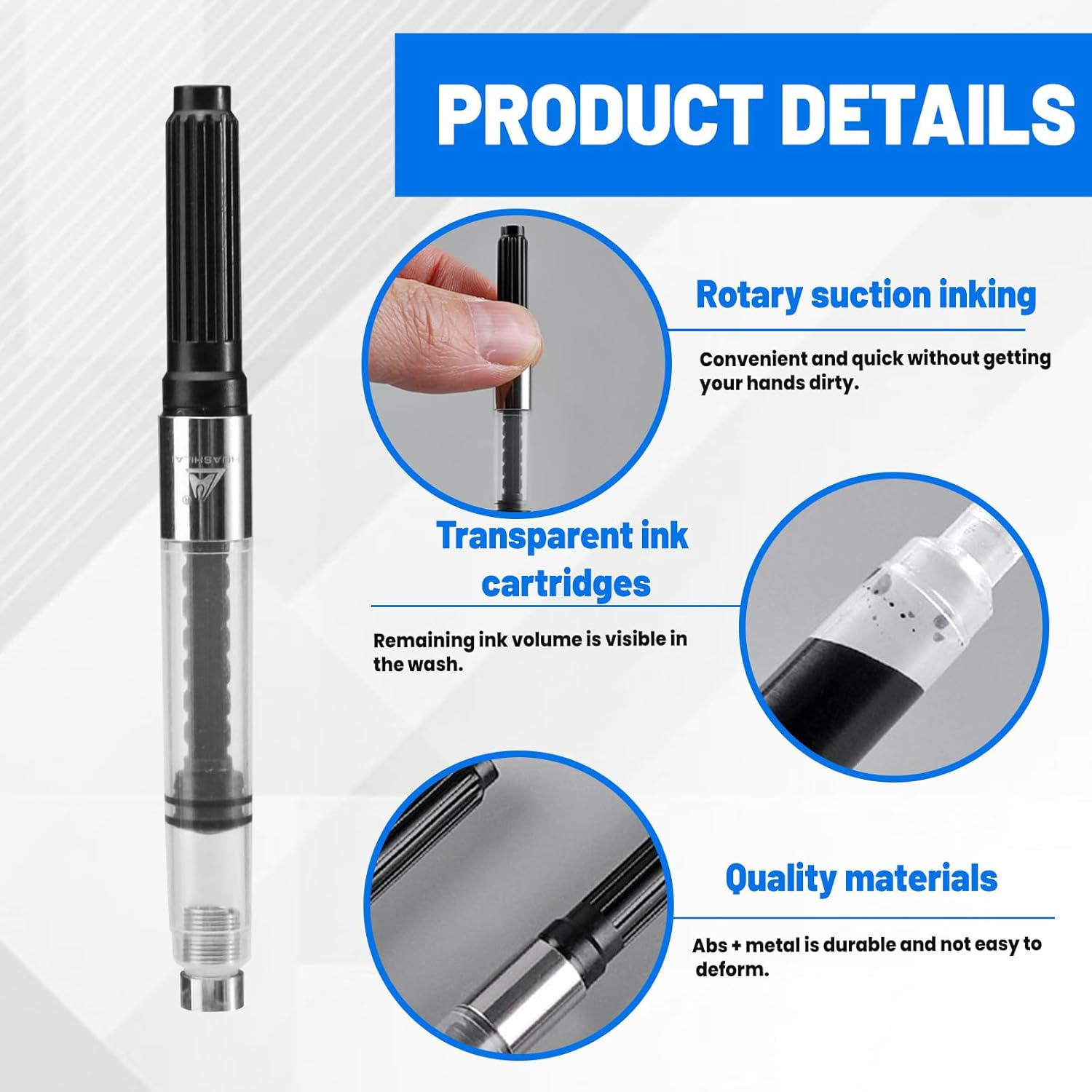 20 Pcs Refillable Universal Fountain Pen Ink Converter Screw-In Style, International Fountain Pen Ink Cartridge Converter, Standard Ink Converter Tool Fit for Most Pens (Caliber 2.6 Mm) (20) image number 4