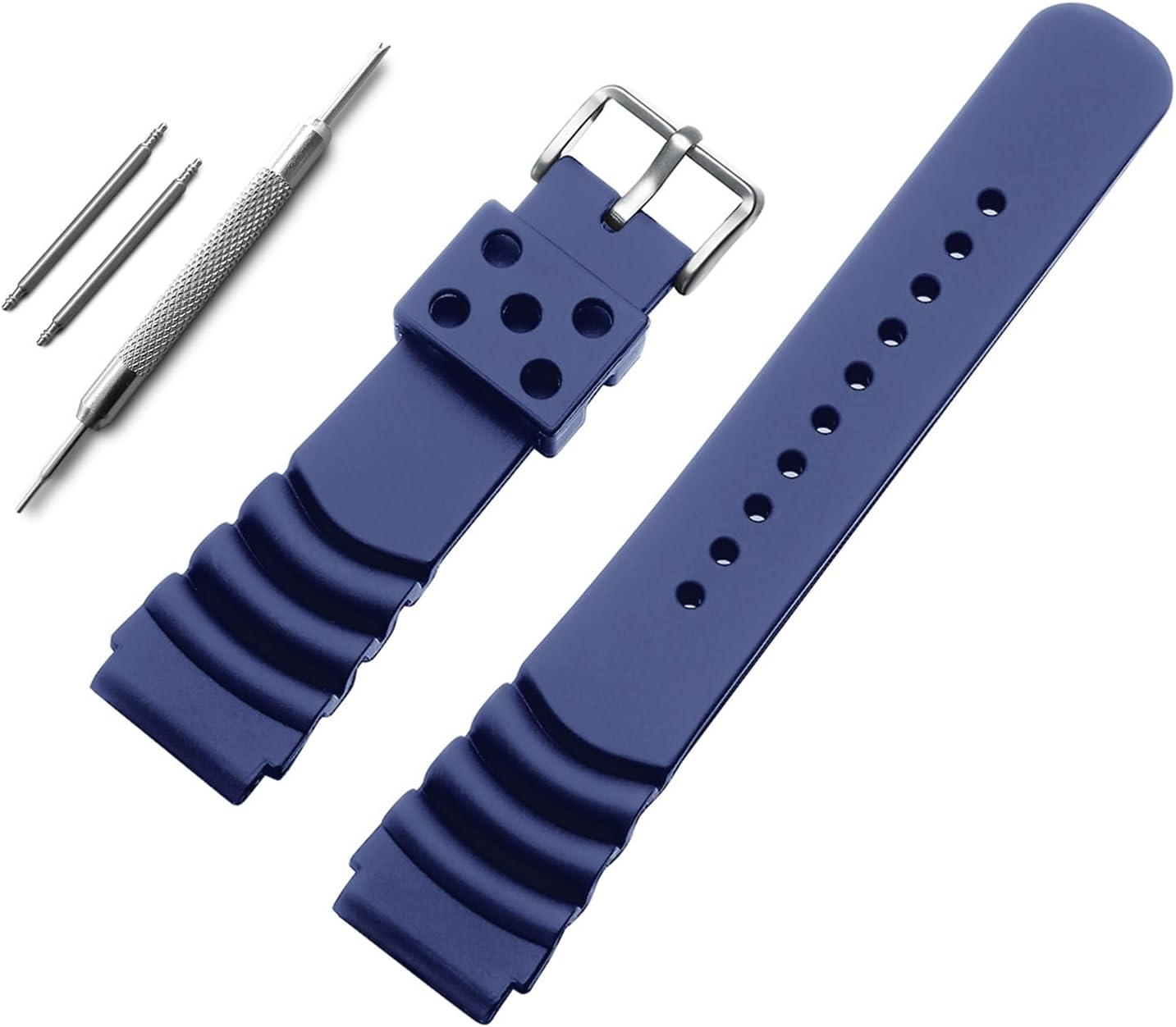 ADDIESDIVE Rubber Watch Band for Dive Watches Waterproof Replacement Watch Strap for Men Black Blue Orange 20Mm 22Mm