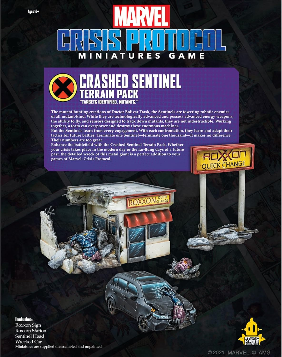 Asmodee North America Marvel Crisis Protocol Crashed Sentinel Terrain Pack Miniatures Game image number 4