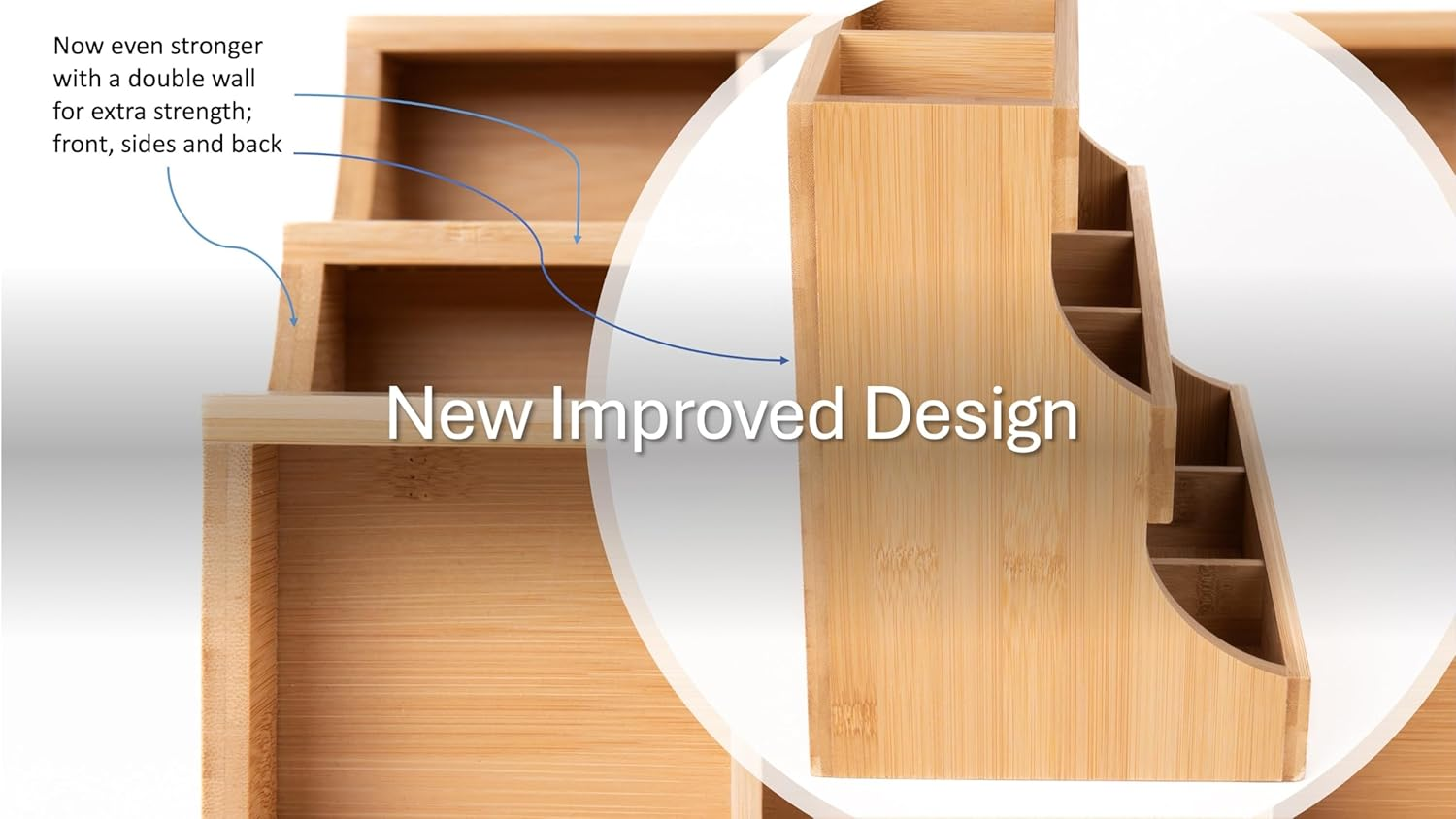 THEODORE Vertical Bamboo Tea Bag Organizer - Holds 180 Bags - Elegant Wooden Storage Box for Home, Office, Caf&eacute; - Also Holds Sugar Packets and Creamers image number 5