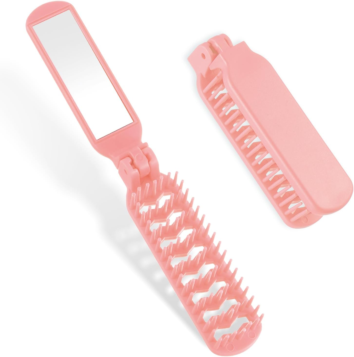 Travel Mini Folding Hairbrush with Mirror - Collapsable Pocket Size Scalp Massage Comb Compact Vent Brush - Wet Hairbrush Detangling Brush for Gym, Purse, Swimming image number 2