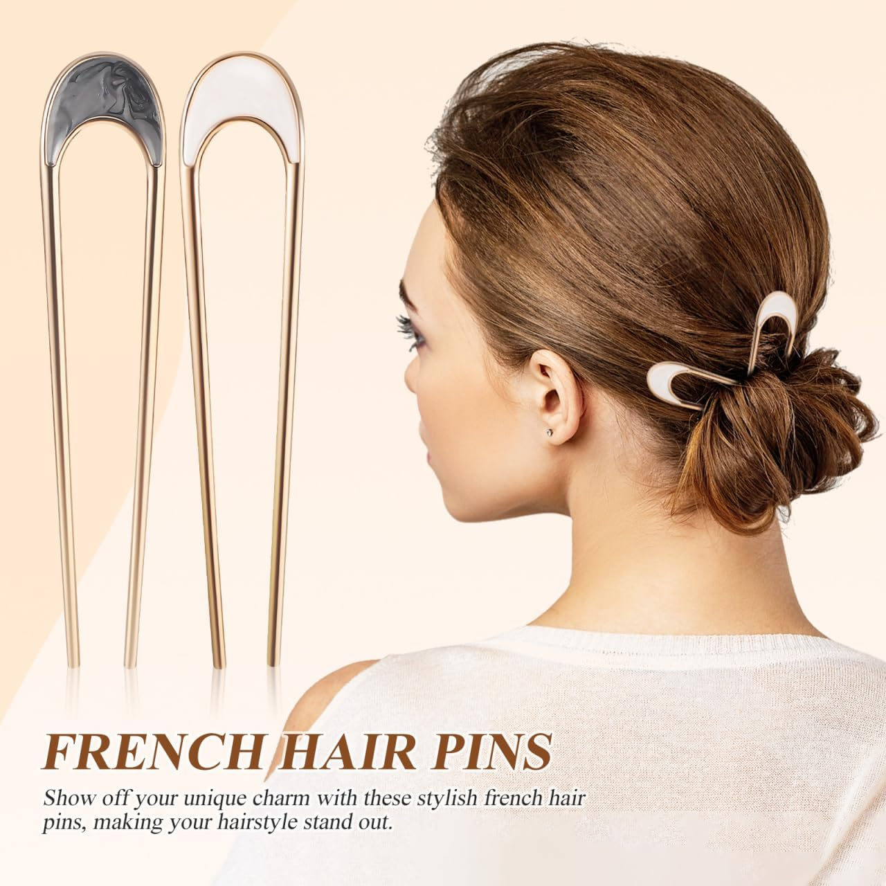 Healeved French Hair Pin - 4 Pieces U-Shaped Metal Hair Pins for Thick Hair, Large French Twist Hair Pin for All Hair Types of Women and Girls - Women'S Styling Hair Accessories image number 3
