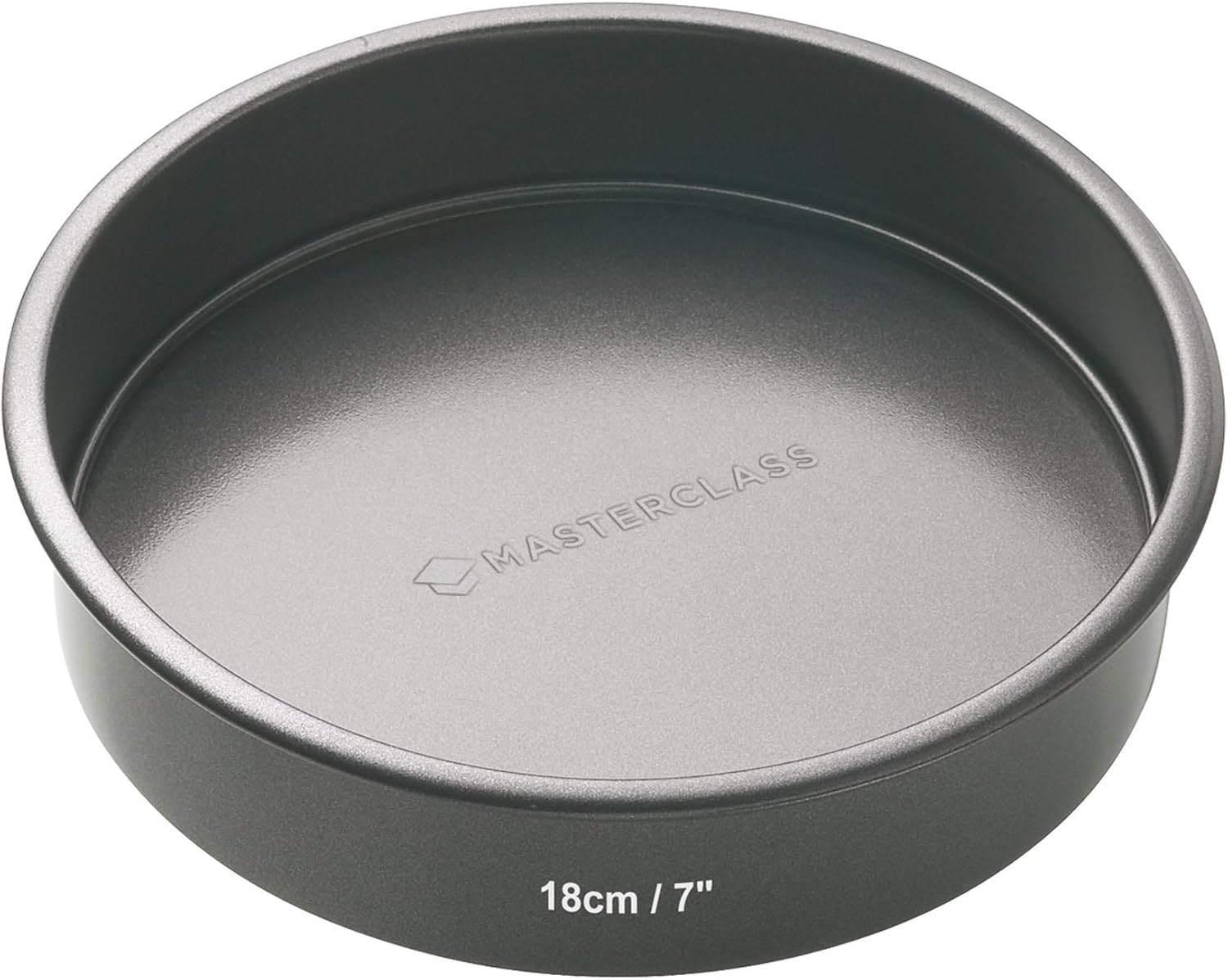 Masterclass KCMCHB22 18Cm Loose Based Sandwich Tin with PFOA Non Stick, Robust 1Mm Thick Carbon Steel, 7 Inch round Cake Pan, Grey