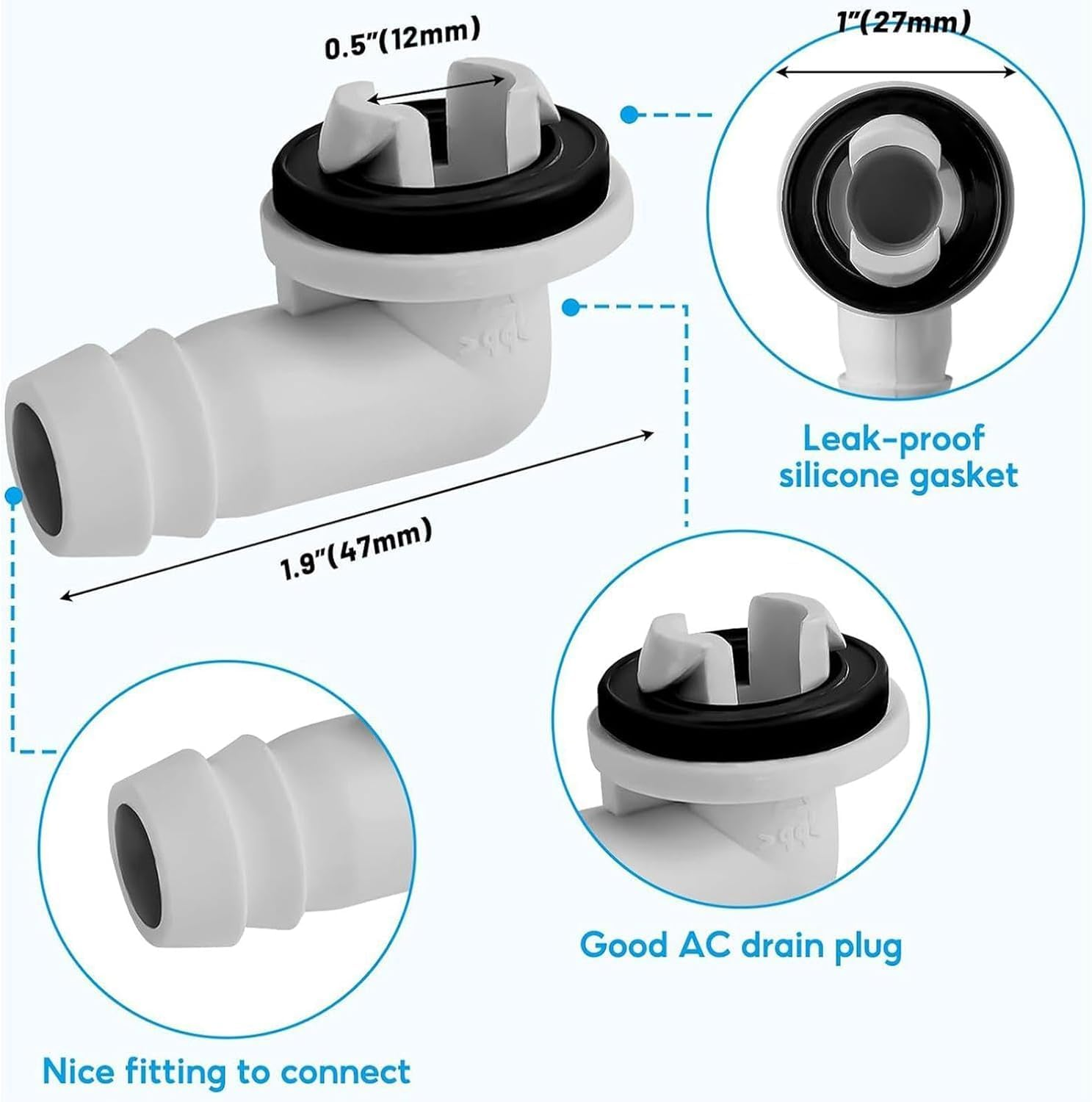 WADY 10Ft Air Conditioner Drain Hose, Dehumidifier Drain Hose, 3/5 Inch Portable AC Drain Hose Connector, Portable Air Conditioner Drain Hose, Air Conditioner Accessories with Hose Connector and Clamp image number 4