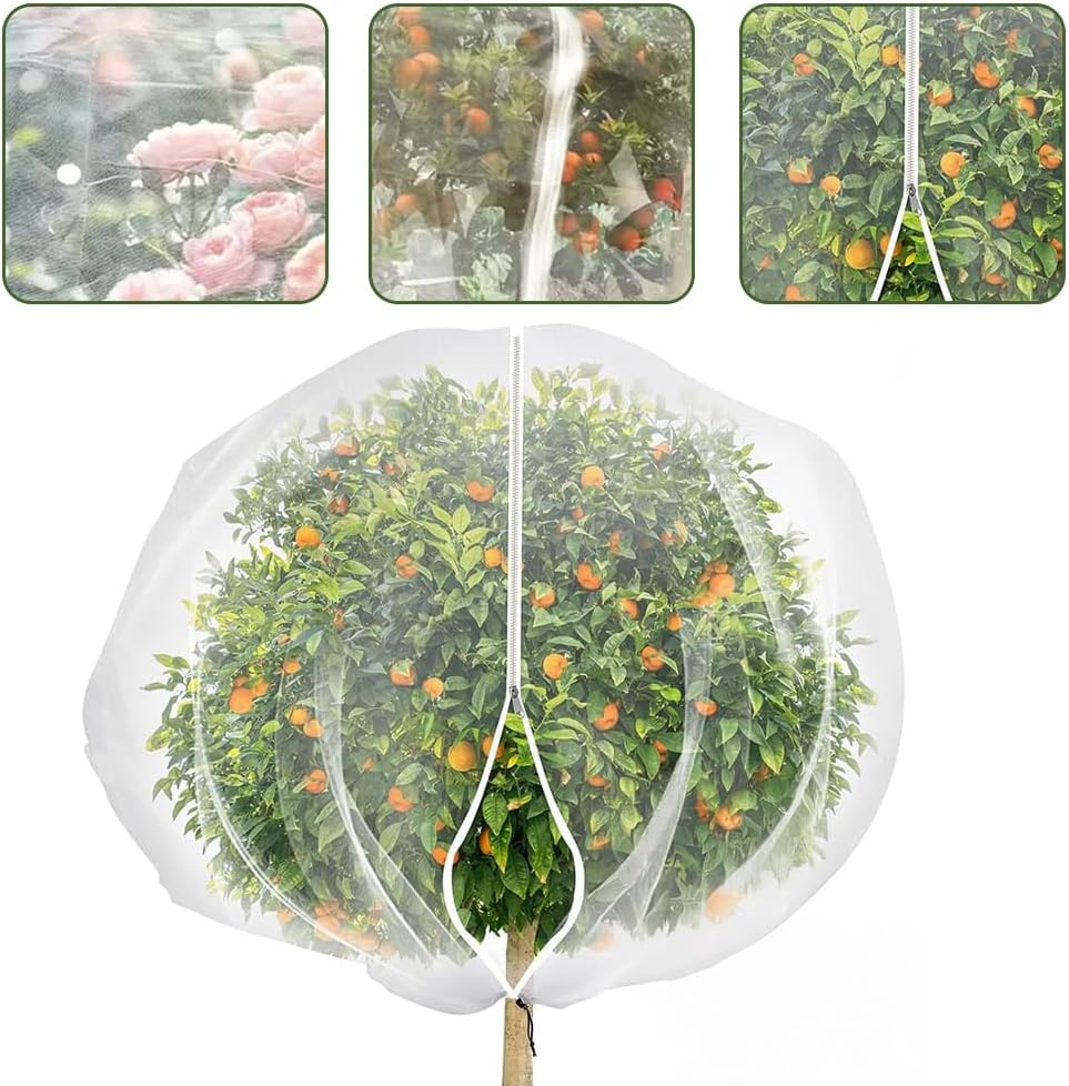 Large Fruits Tree Netting, Breathable Fruit Tree Netting Cover &ndash; Upgraded Zipper & Drawstring for Pest & Bird Protection, Frost-Resistant Plant Cover for Vineyards, Citrus Groves, and Home Gardens image number 2
