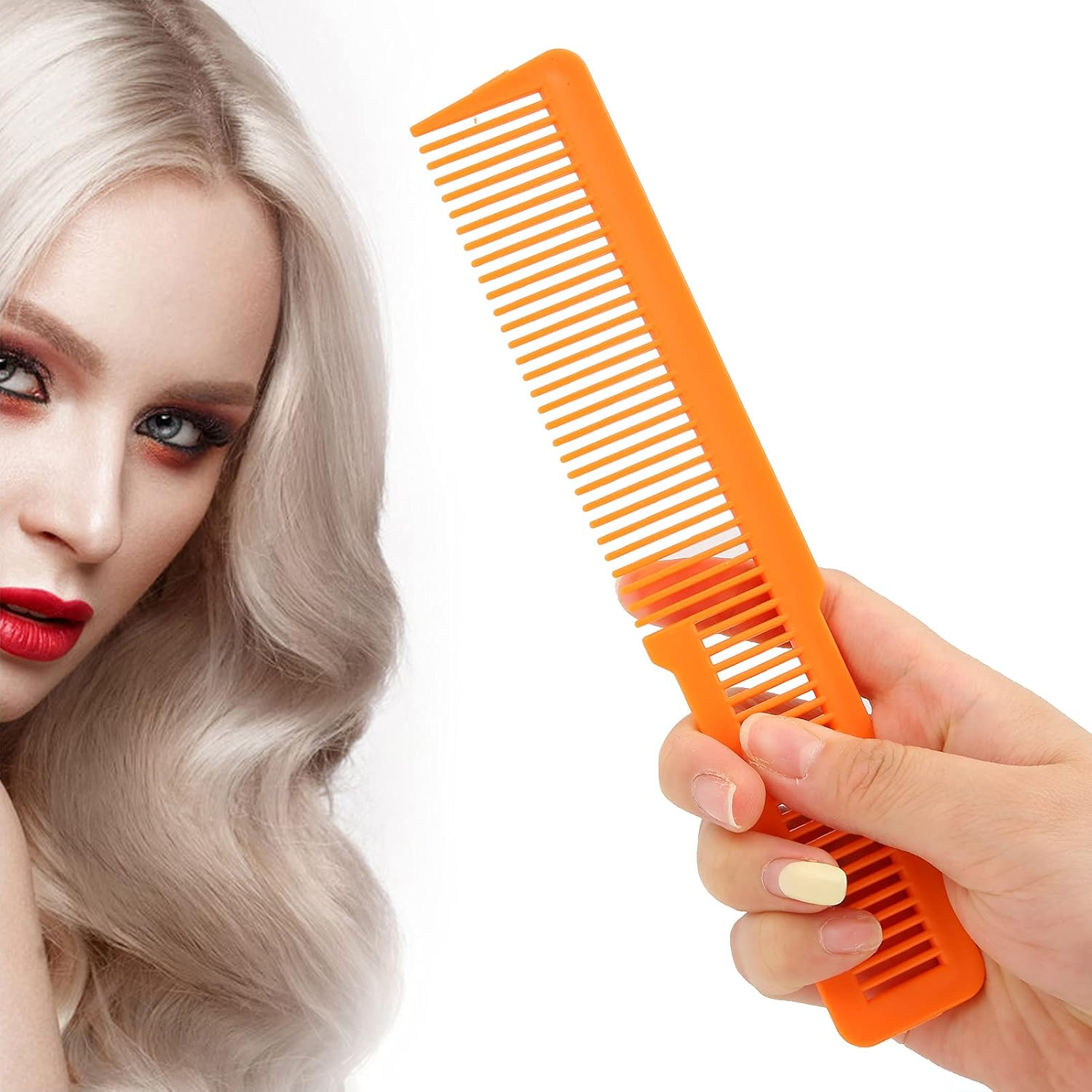 Detangler Comb, Professional Curly Hair Detangling Brush, Fine Wide Toothed Comb for All Hair Types for Women and Men(Orange) image number 5