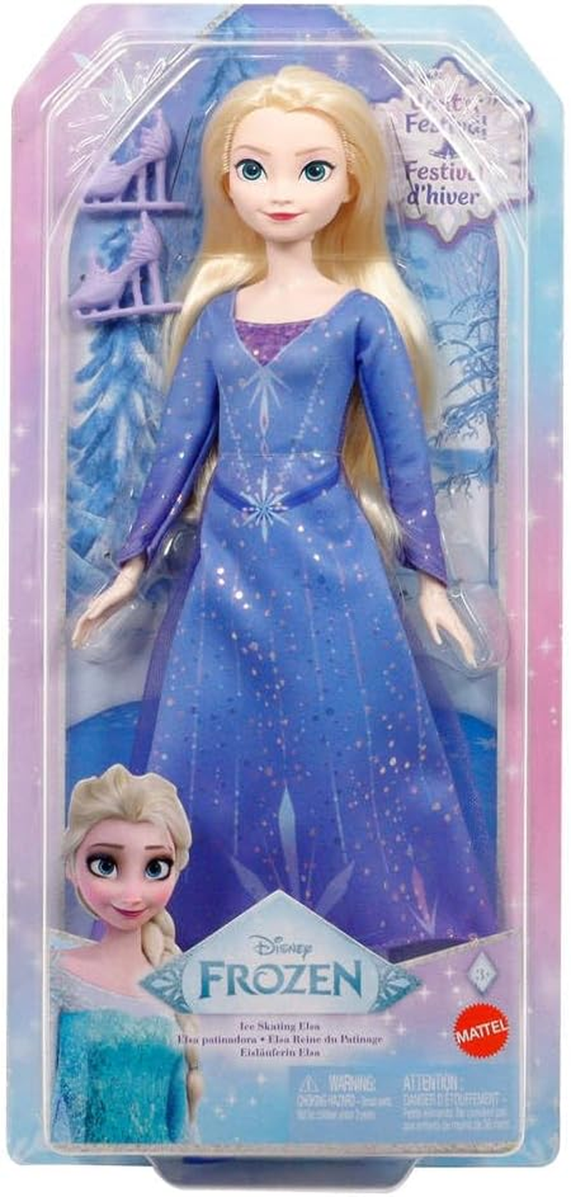 Mattel Disney Frozen Elsa Fashion Doll & Accessories, Ice-Skating Look with Removeable Dress & Skates plus 1 Pair of Shoes, Inspired by Frozen: Winter Festival image number 4