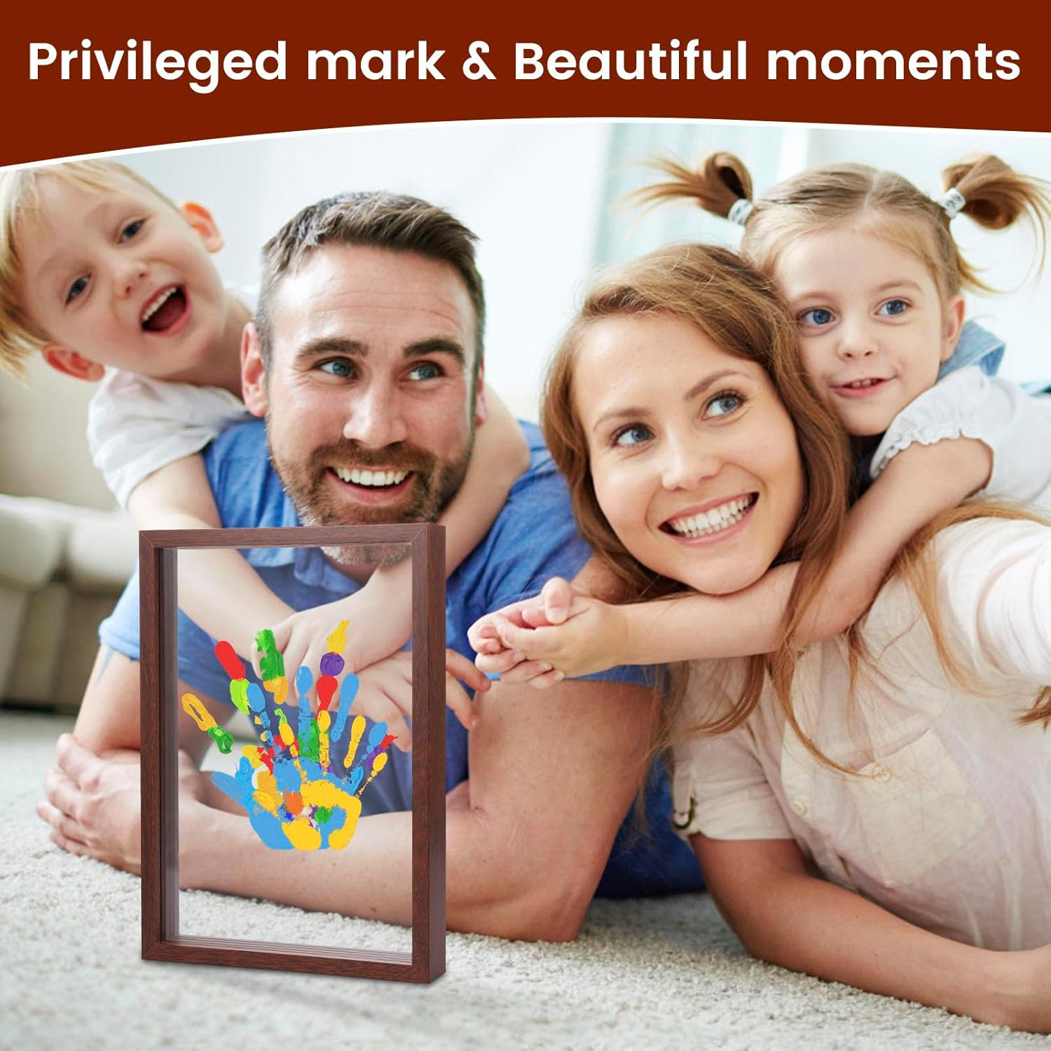 DIY Handprint Kit Baby Handprint and Footprint Keepsake Frame Set DIY Craft Frame with Acrylic Paint for Present image number 1