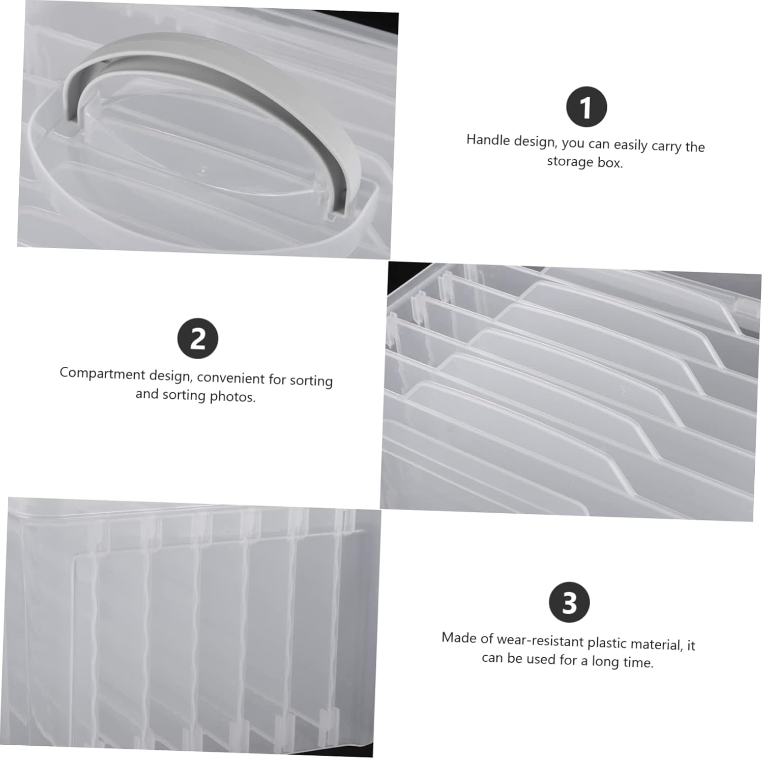 Tofficu Photo Box Greeting Card Sorting Box Compartments Portable for Home and Craft Diy Scrapbook Organization image number 3