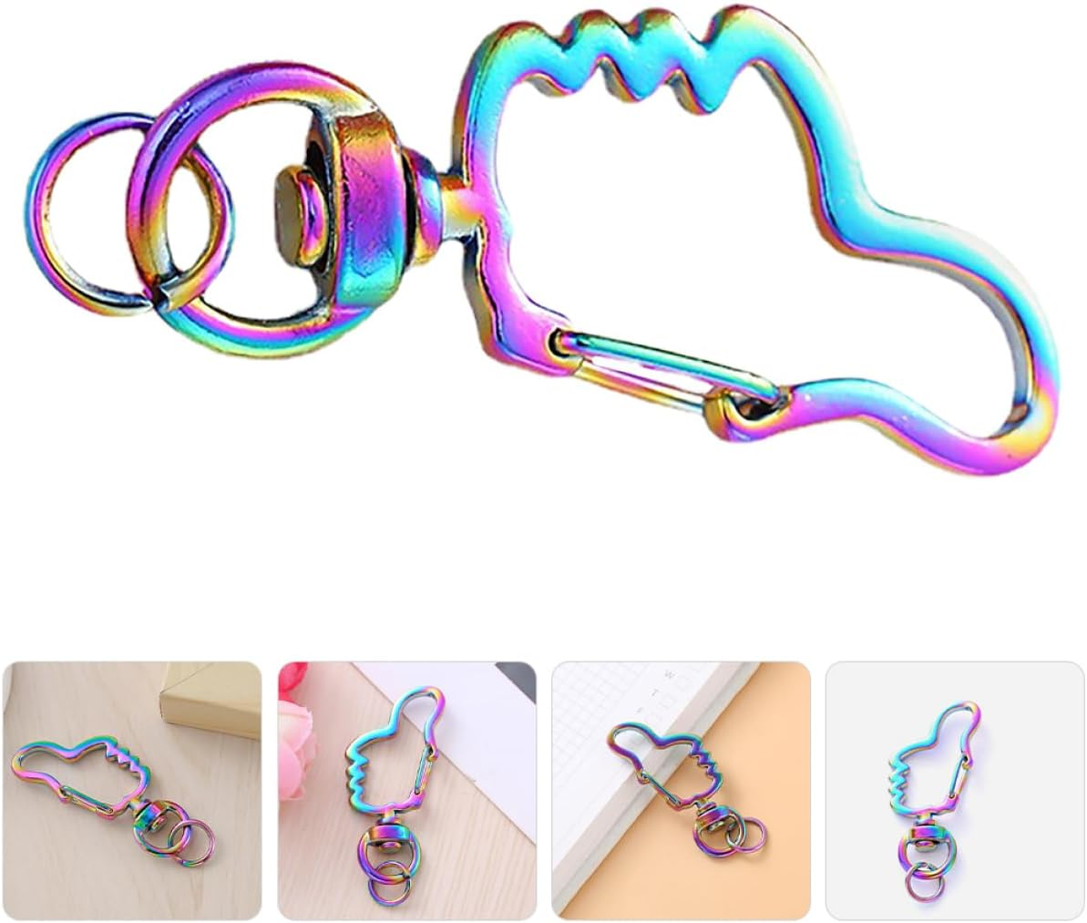 HOODANCOS 30Pcs Thumb Keychain Zinc Alloy Carabiner Detachable Keychains for Women Lanyard Snap Hooks image number 5