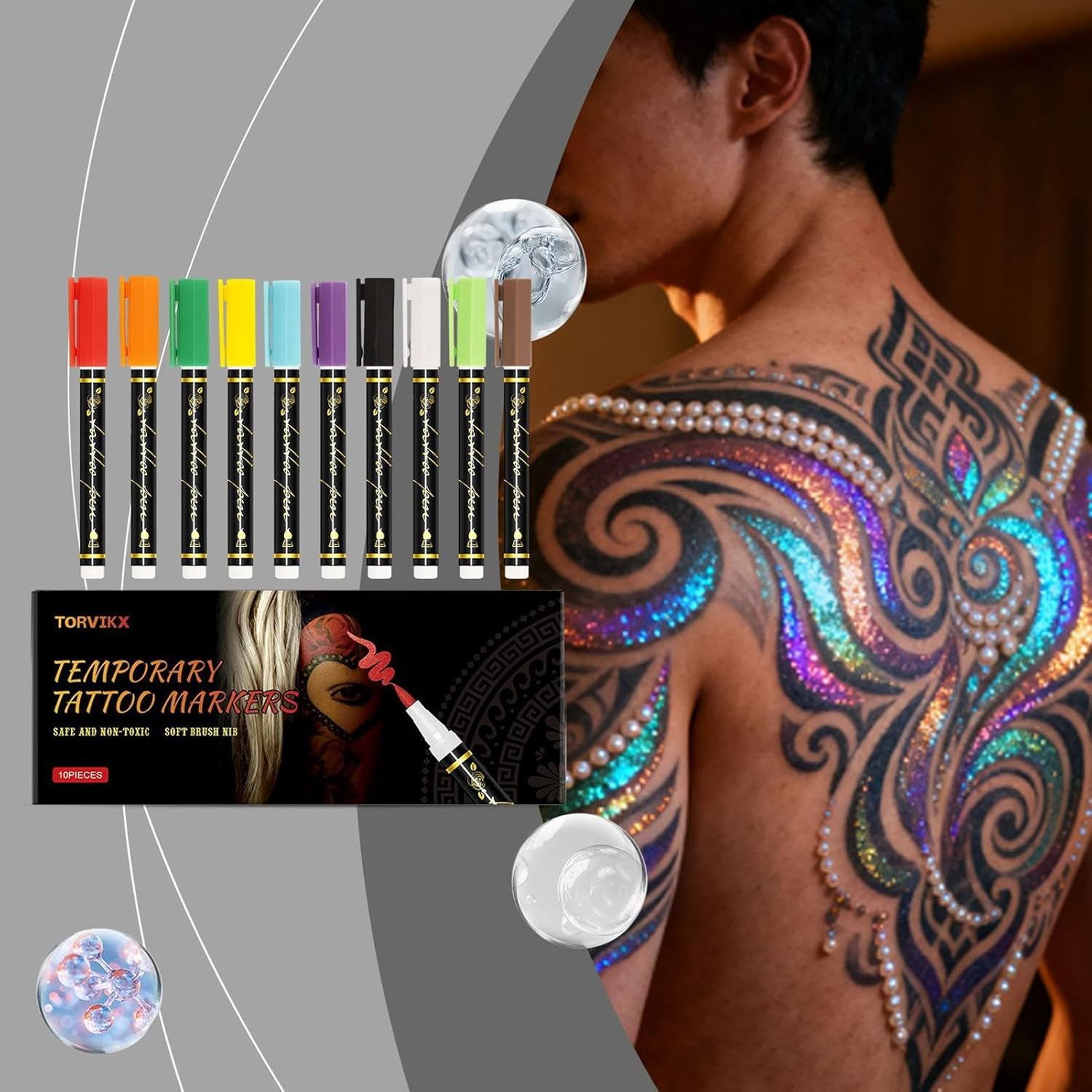 GEUGECY Body Markers for Skin, 10 Colors High-Definition Face Painting, Cosplay Skin Markers, for Kids Teens Adults Party Festival Makeup Role-Playing Gathering image number 1