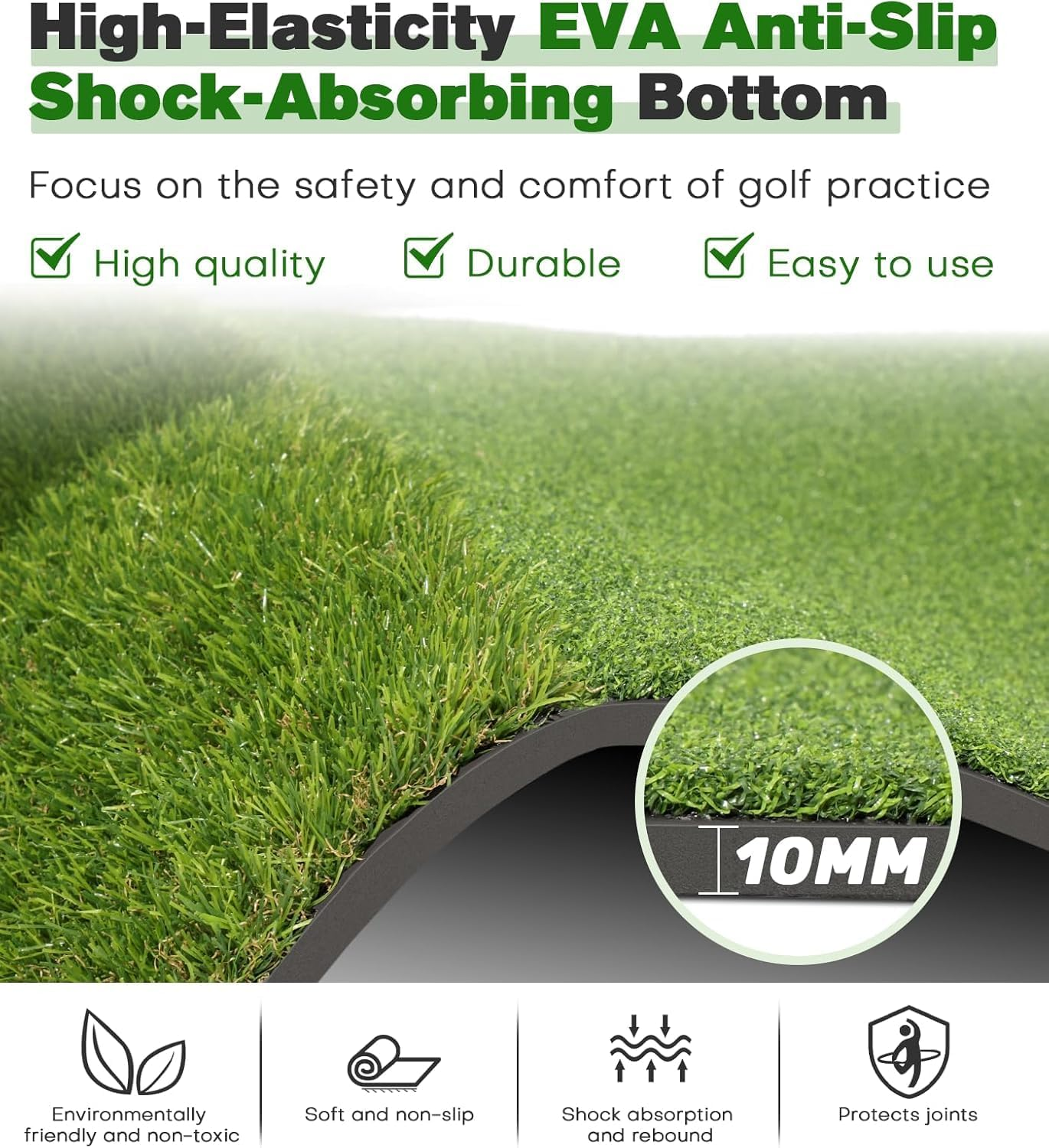 Premium Dual-Turf Golf Mat: 120X150 Cm Thickened Golf Practice Hitting Mat, Indoor & Outdoor Golf Training Swing & Chipping Mat for Backyard, Ideal Valentine Gifts for Men Dad Husband