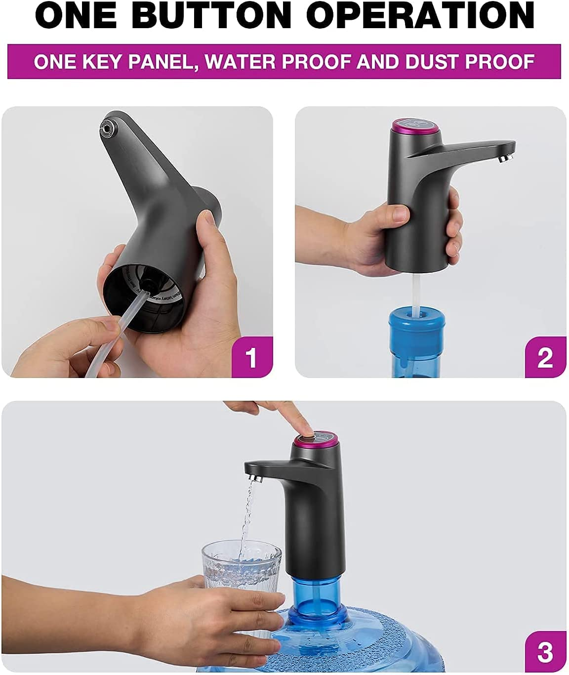Water Pump Dispenser,Electric Water Bottle Pump Water Dispenser Jug Drinking Water Pump for Home Kitchen Office Camping Outdoors Fit for 3-5 Gallon Water Bottle image number 5