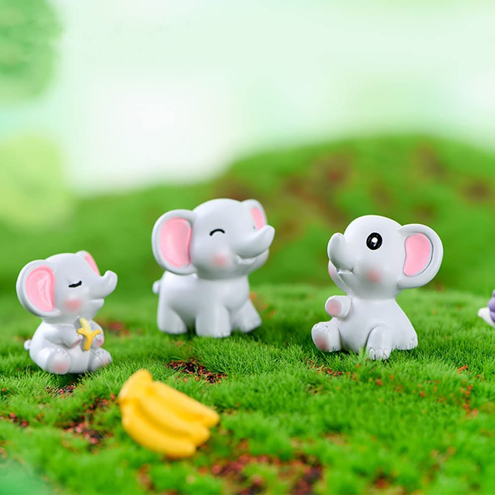 6 Pcs Mini Elephant Animal Figures Toy Cake Toppers, Miniature Elephant Figurines Fairy Garden Moss Landscape DIY Terrarium Crafts Ornament, Cake Decoration Christmas Birthday Gift image number 1