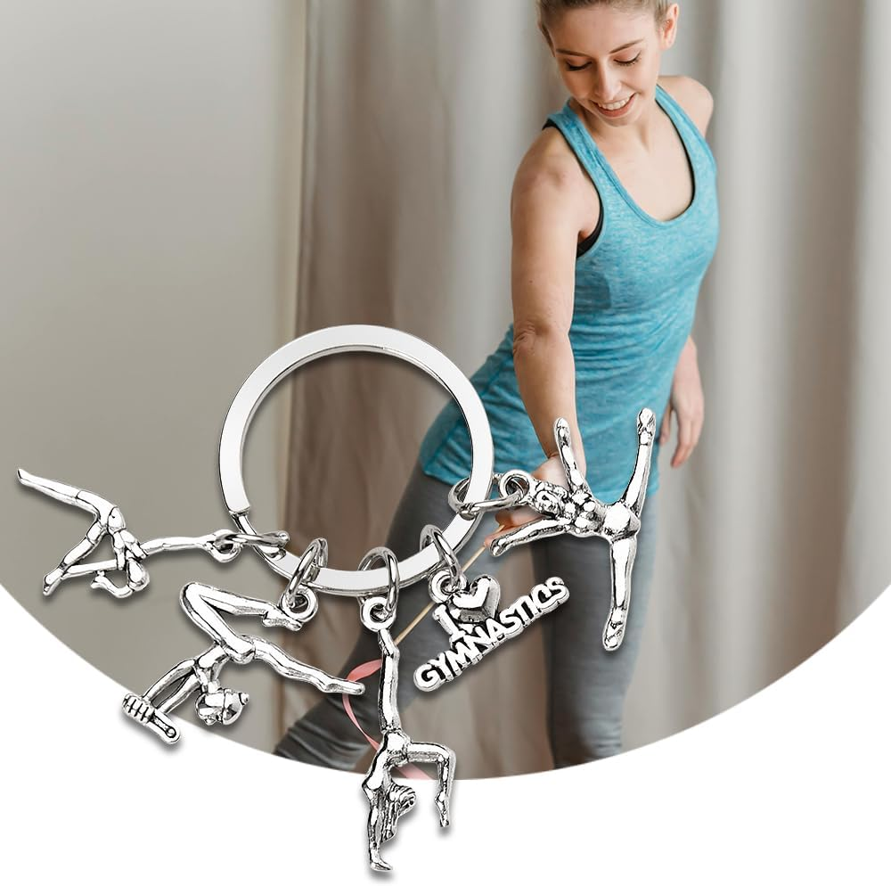 Gymnastics Themed Birthday Gifts for Granddaughter Daughter Gymnast Gift Keychain for Sister Niece Gymnastic Graduation Presents for Graduates Students Gymnast I Love Gymnastics Gifts for Gym Coach image number 2