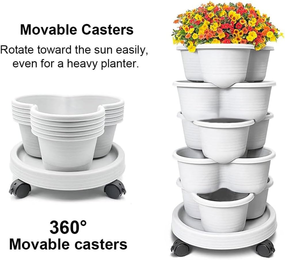 5-Tier Vertical Garden Planter with Wheels &ndash; Stackable Planters for Strawberries, Herbs, Vegetables, Flowers &ndash; Indoor Outdoor Gardening Tower with Tools image number 4