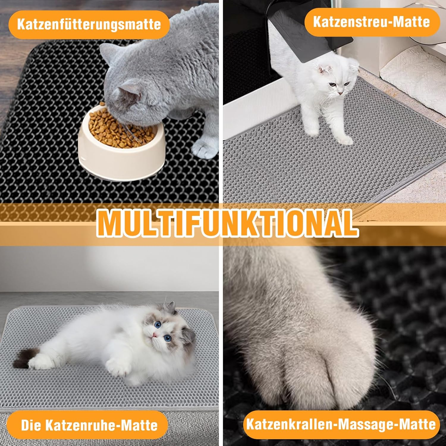 Phantasy Cat Litter Tray Mat, 30 X 45 Cm, Black Cat Litter Mat, Honeycomb Design Mat, Waterproof Double Layer Design, Honeycomb Mat, Cat Litter Tray Mat image number 6