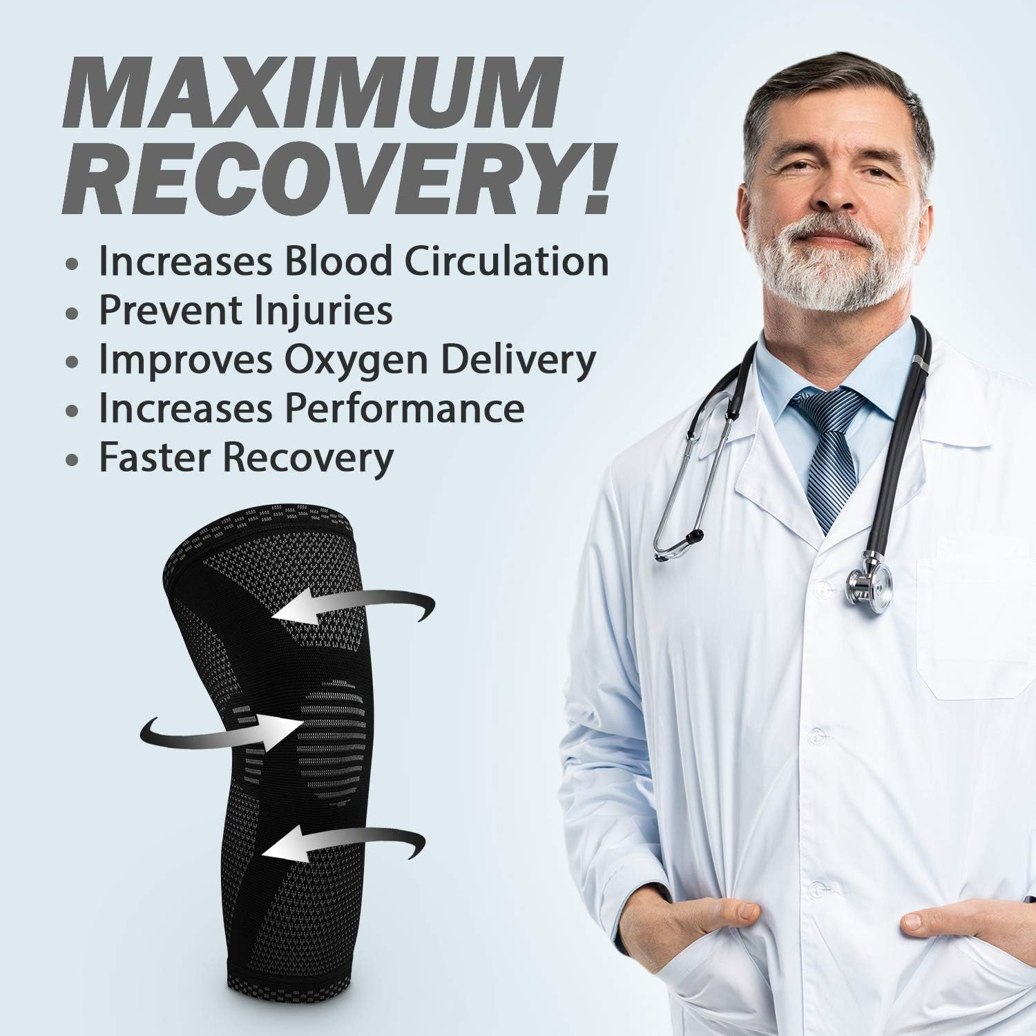 POWERLIX Knee Support for Women/Men, Knee Brace Compression Sleeve Support for Arthritis, Joint Pain, Ligament Injury, Meniscus Tear, ACL, MCL, Tendonitis, Running, Squats, Sports, Black, L image number 4