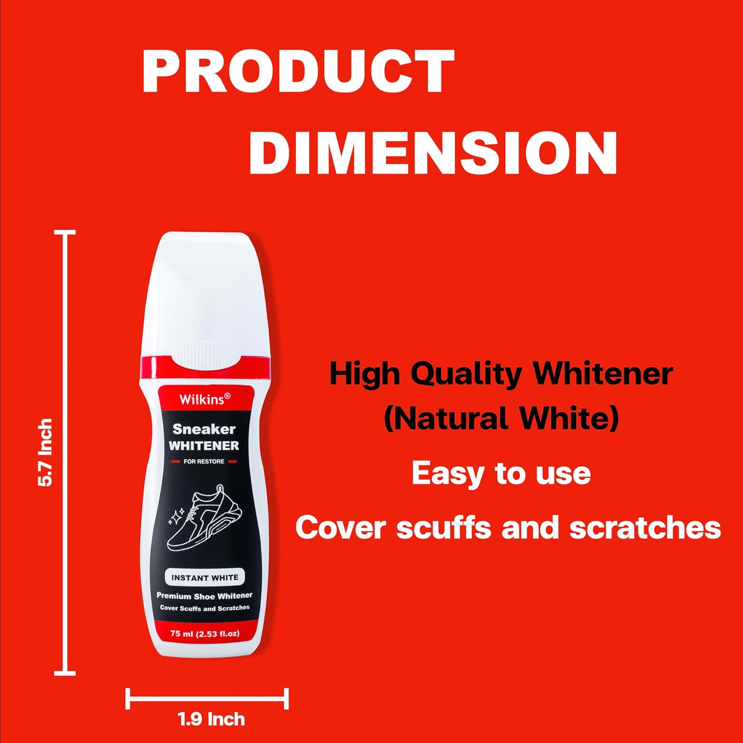 Wilkins Sneaker Whitener for Shoes - Restore Whiteness on Canvas, Leather, Foam and Rubber (2.53 Fl Oz), White, Medium image number 3