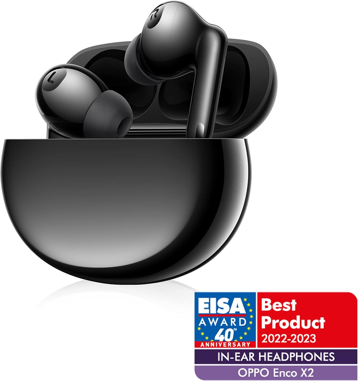 OPPO Enco X2 - Wireless Bluetooth Headphones - Half In-Ear Headphones - Simultaneous Binaural Sound - Active Noise Cancelling - Rechargeable Battery - Includes Case - Black [FR Version] image number 5