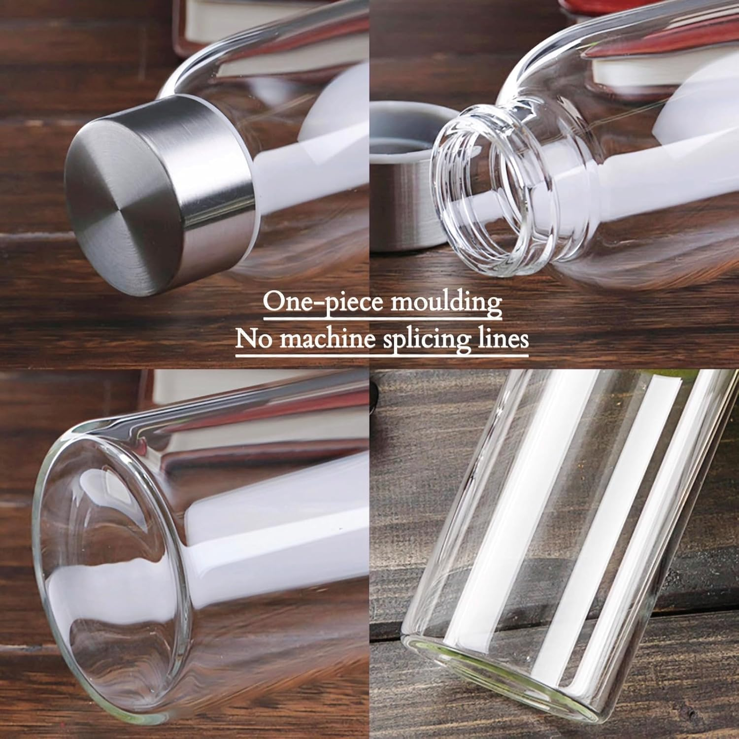 HENGFEI 550Ml Borosilicate Clear Glass Water Bottle with Stainless Steel Lid, Narrow Mouth (Black Sleeve) image number 5