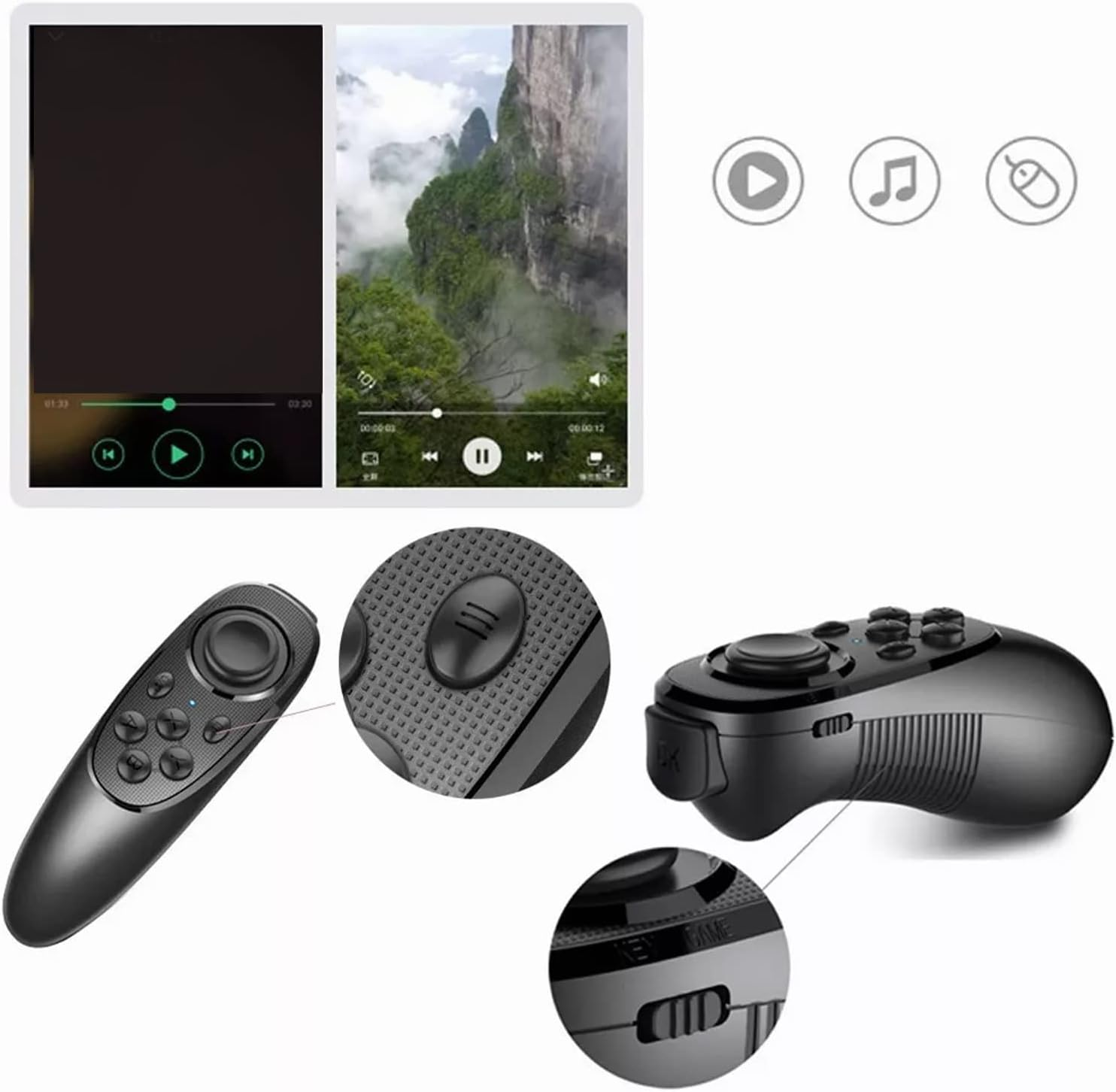 3D VR Glasses, 3D VR Virtual Reality Headset Eye Object Distance Adjustment Comfortable with Remote Controller for Mobile Phone