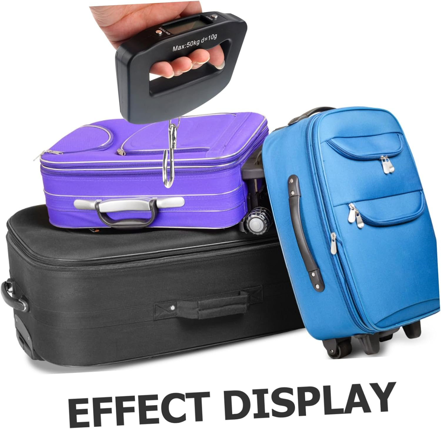 GOOHOCHY 2PCS Digital Hanging Luggage Scale Portable Travel Bag Weigher with Comfortable Handle Large Hook Backlit LCD for Suitcase Baggage Accurate Mini Handheld Scale image number 4