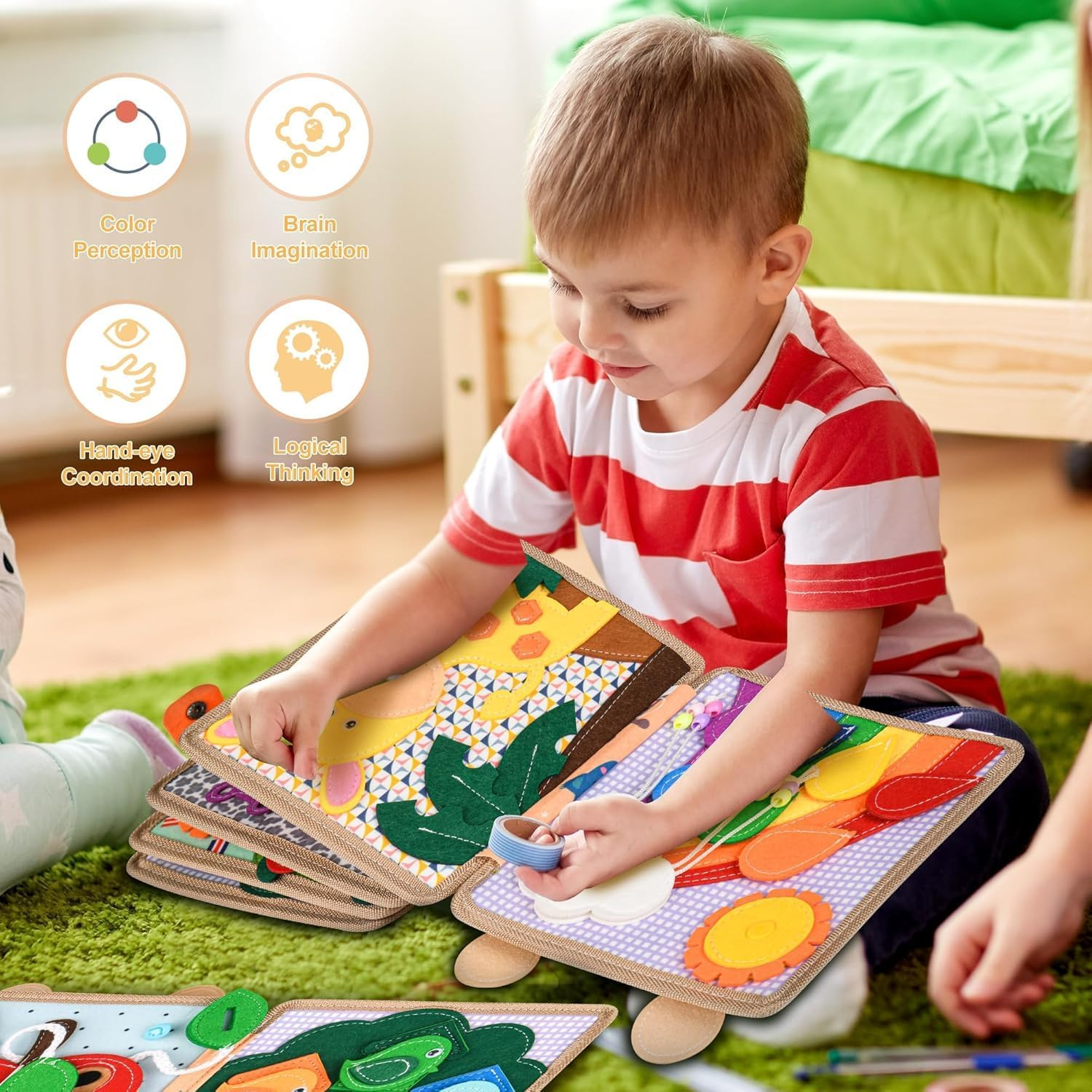 Kukelen Busy Board, Toddler Travel Toys, Quiet Book, Sensory Toys for Toddlers 2 3 4, Montessori Toys for Toddler Activities Board, Educational Toys for 2 Year Old Girls Boys Gift image number 5