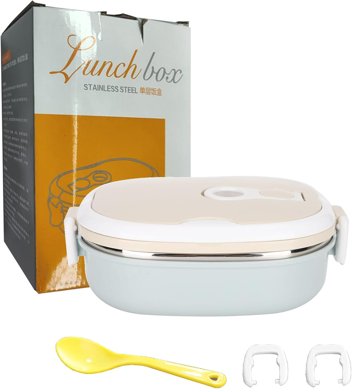 Niiyen Lunch Box 900Ml 1 Layer Hot Food Lunch Containers Portable Lunchbox Stackable 304 Stainless Steel Adult Bento Lunch Box Cold Food Storage Bowl for School Office Outdoor Travel - 900Ml image number 1