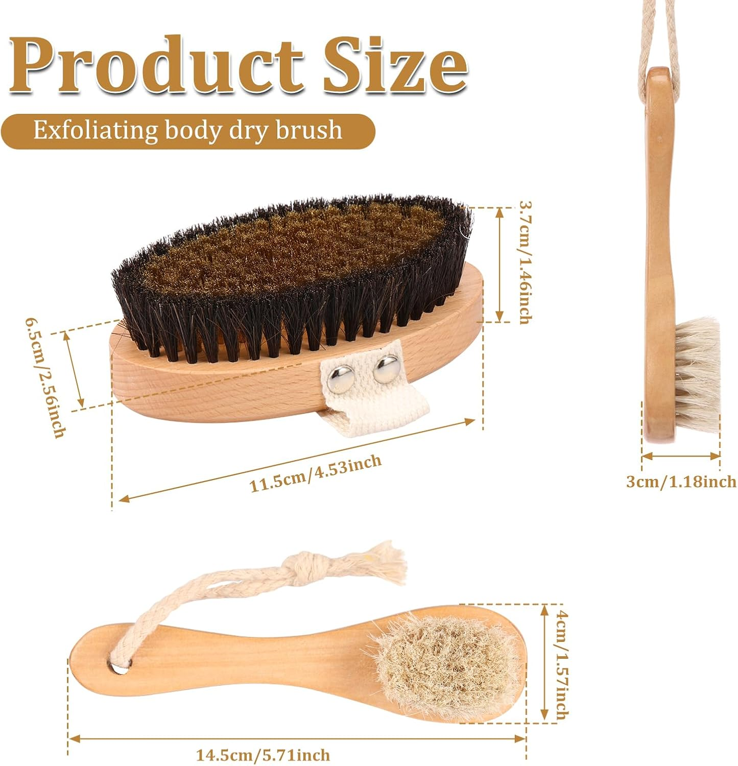 2 Pcs Dry Brushing Body Brush Set - Efficient Multifunctional Body Scrubber Kit | Ideal for Shower & Bathing | for Women & Men image number 2