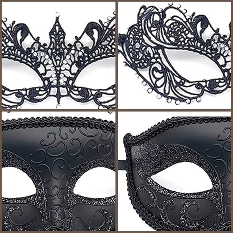 Limcryspp Couple Masquerade Ball Masks, Role-Playing Party Masks - the Perfect Matching Mask Set for Romantic Events image number 4