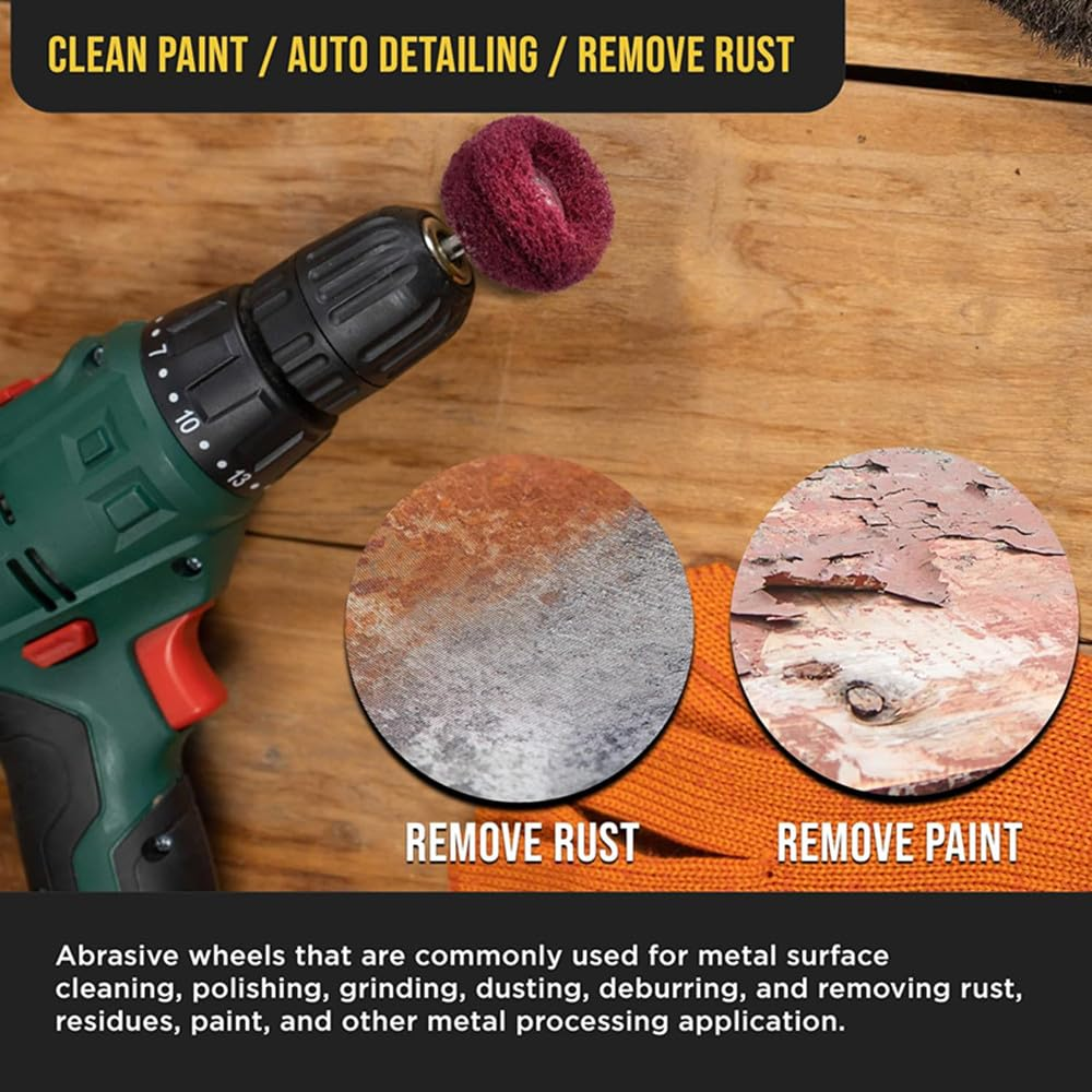 Walquicks 40 PCS 1 Inch Abrasive Buffing Polishing Wheel Set for Rotary Tool, Polishing & Buffing Kit with Abrasive Wheels, Rotary Tool Accessories for Metal, Wood, Plastic image number 3