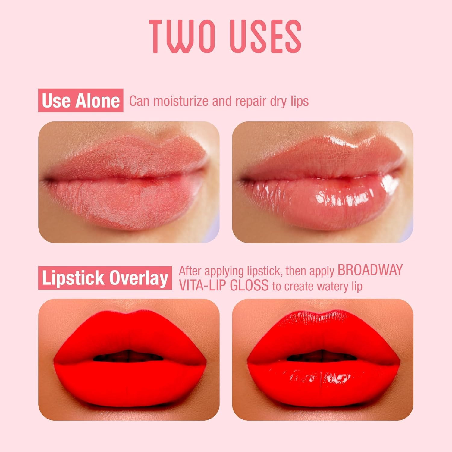 Ruby Kisses Broadway Vita-Lip Clear Lip Gloss (6 Pack Mint, Rosehip, Coconut Oil), Ultra-Hydrating & Soothing Formula with Vitamin Oils, High-Shine Non-Sticky Finish, Healing Lip Balm for Healthy Lips - Clear image number 4