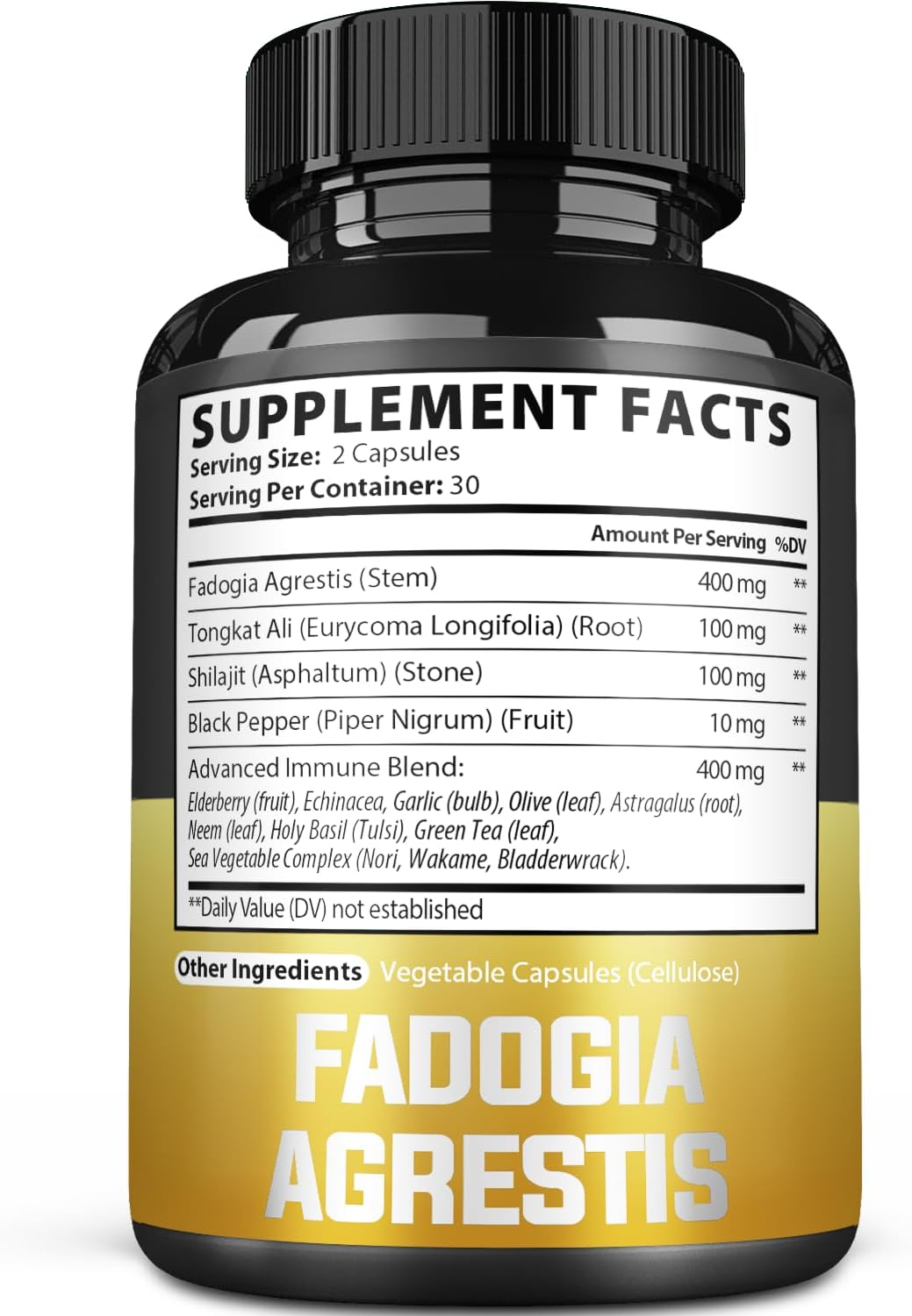 SATOOMI 15In1 Fadogia Agrestis Supplement - Tongkat Ali Root, Shilajit, Black Peper, Elderberry & More - 2 Packs 60 Caps for 2 Months image number 1