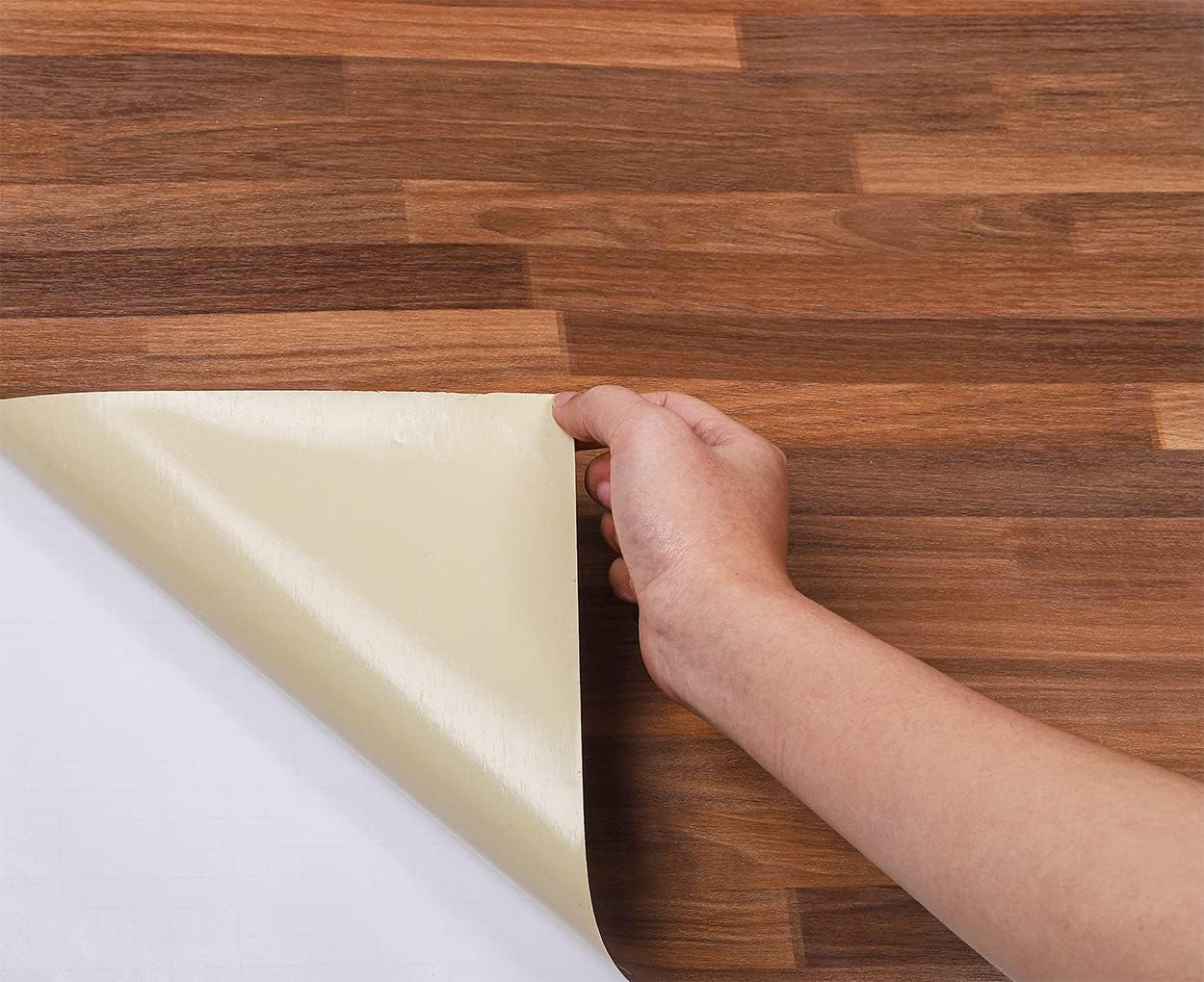 Self Adhesive Wood Butcher Block Contact Paper for Kitchen Countertop Cabinets Door Table Desk Furniture Decal Wallpaper 15.7X117 Inches (Dark Color)