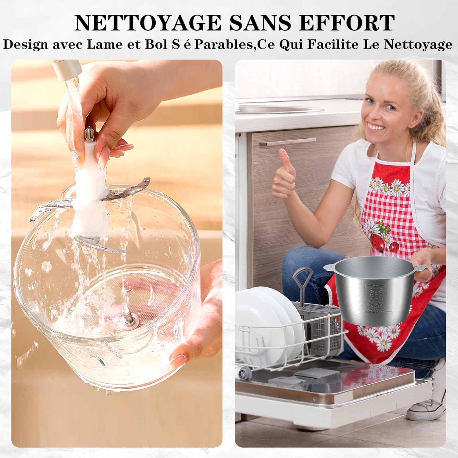 Becontrip Electric Kitchen Chopper [500W], Multi Chopper with 4 Stainless Steel Blades & 2L Double Bowl (Glass + Stainless Steel) - Food Processor for Baby Food, Meat, Vegetables, Onions (Copper Motor