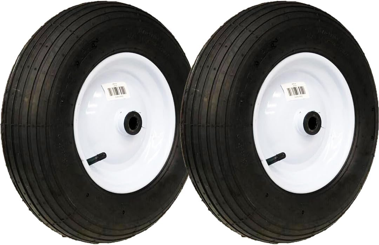 2PCS 25.4Mm Bore 16" Pneumatic Wheelbarrow Wheels with 4.8/4.00-8 Tires, 1" Roller Bearing, Metal Rim, 120Kg Capacity, for Garden, Farm, Outdoor Use, Lightweight and Durable, Not for Highway Use image number 5