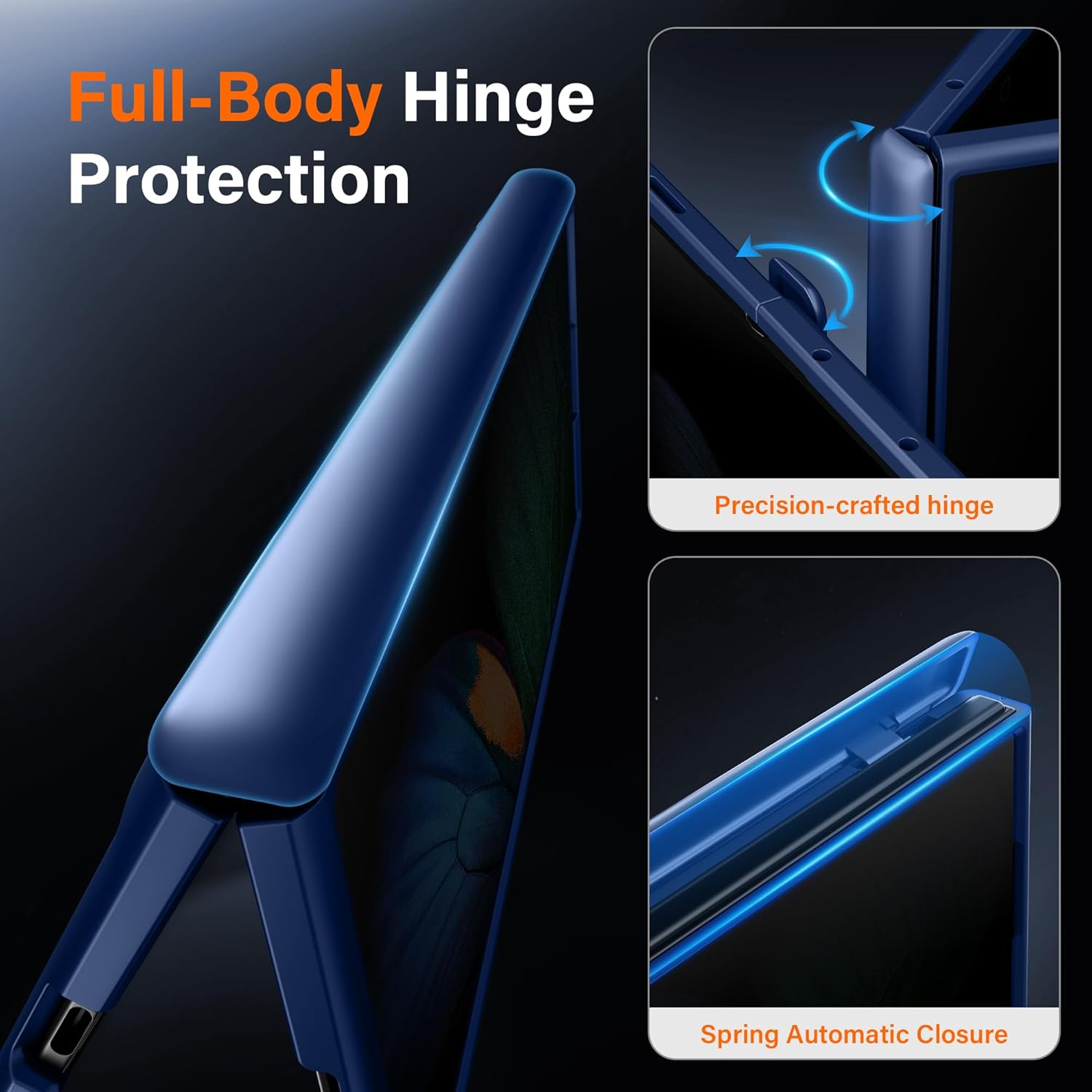 MOBOSI for Z Fold 7 Case with Privacy Screen Protector, [Compatible with Magsafe], [Built-In Kickstand & Full Body Hinge Protection] Magnetic Slim Phone Case for Samsung Galaxy Z Fold7, Blue - Blue image number 4