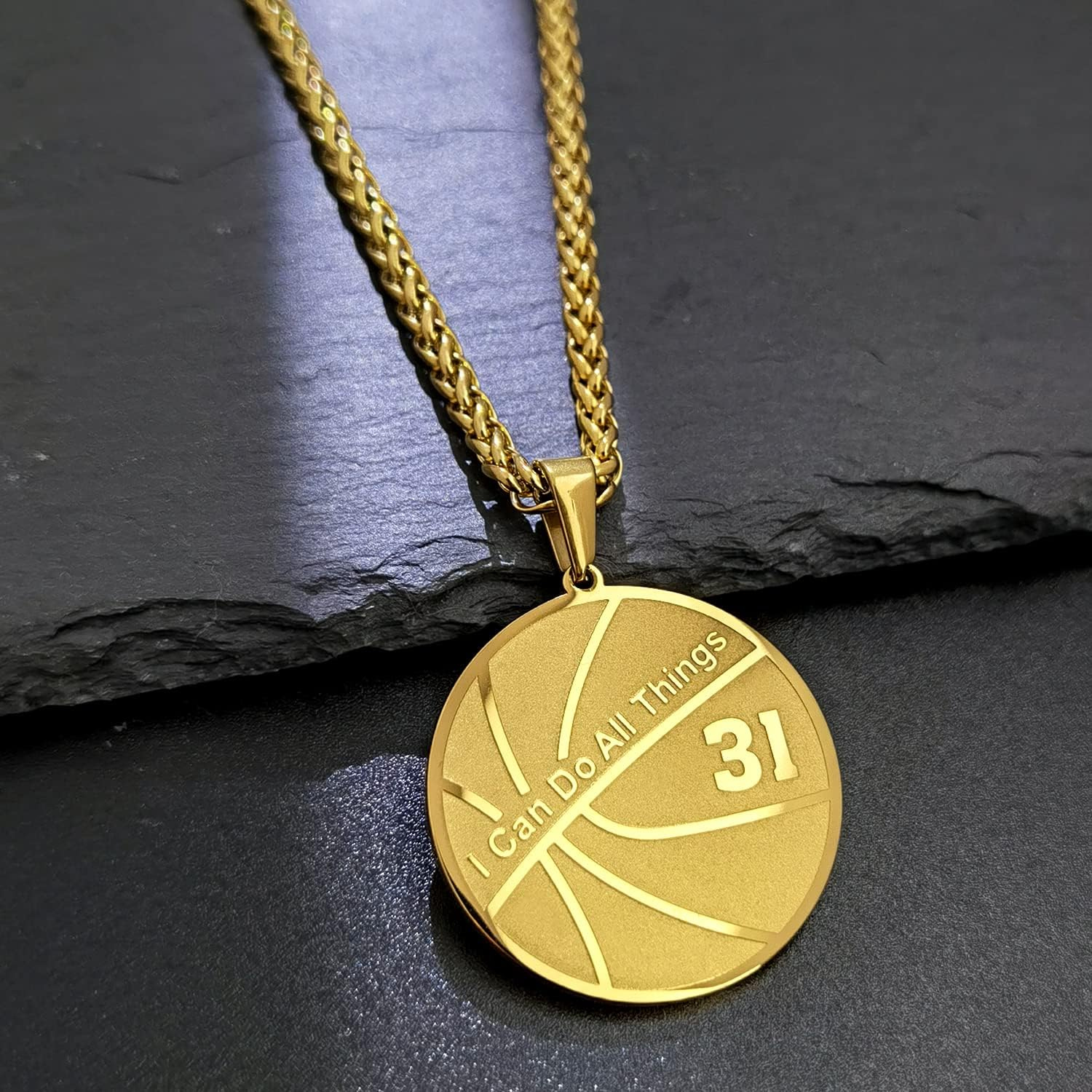 XOYOYZU Basketball Number Necklace for Boys Gold Stainless Steel I Can Do All Things Pendant Sport Jewelry Basketball Gifts for Men 50 image number 2