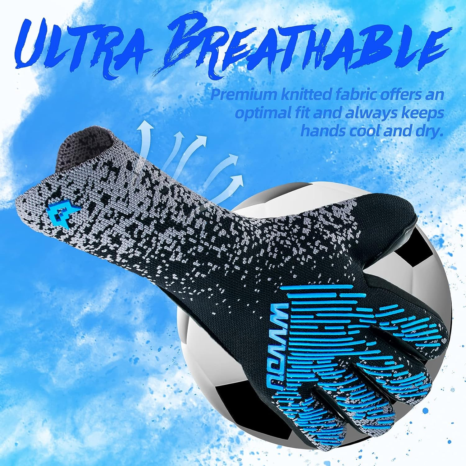 WVVOU Soccer Goalie Gloves Youth Adults, High Performance Goalkeeper Gloves, Breathable Soccer Gloves, 4+3Mm Super Grip for the Toughest Saves image number 6