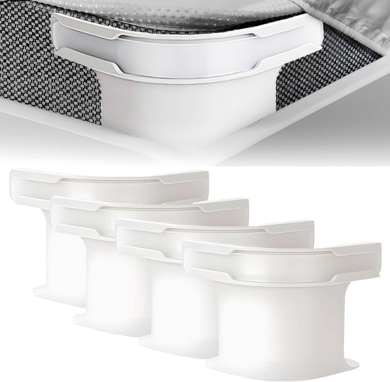 4 Pack Bed Sheet Holder Straps - Heavy Duty Mattress Fasteners with Locking Strips, Secure Fitted Sheets & Protectors (White) image number 4