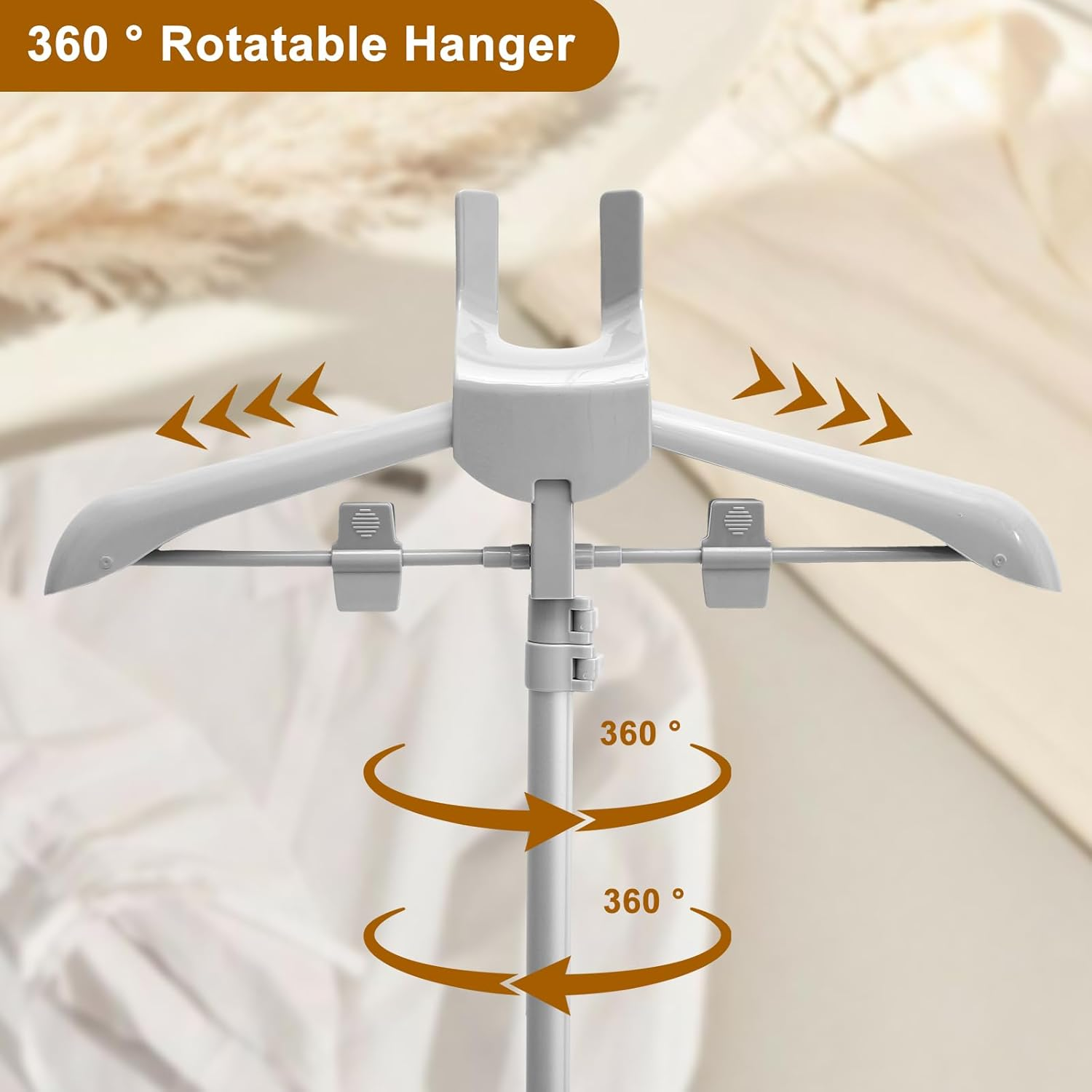 Steamer Clothes Rack with Ironing Glove Floor Standing Foldable Garment Steamer Rack Lightweight Adjustable Height Steamer Stand Rack for Steaming Clothes (Grey) - Black image number 4