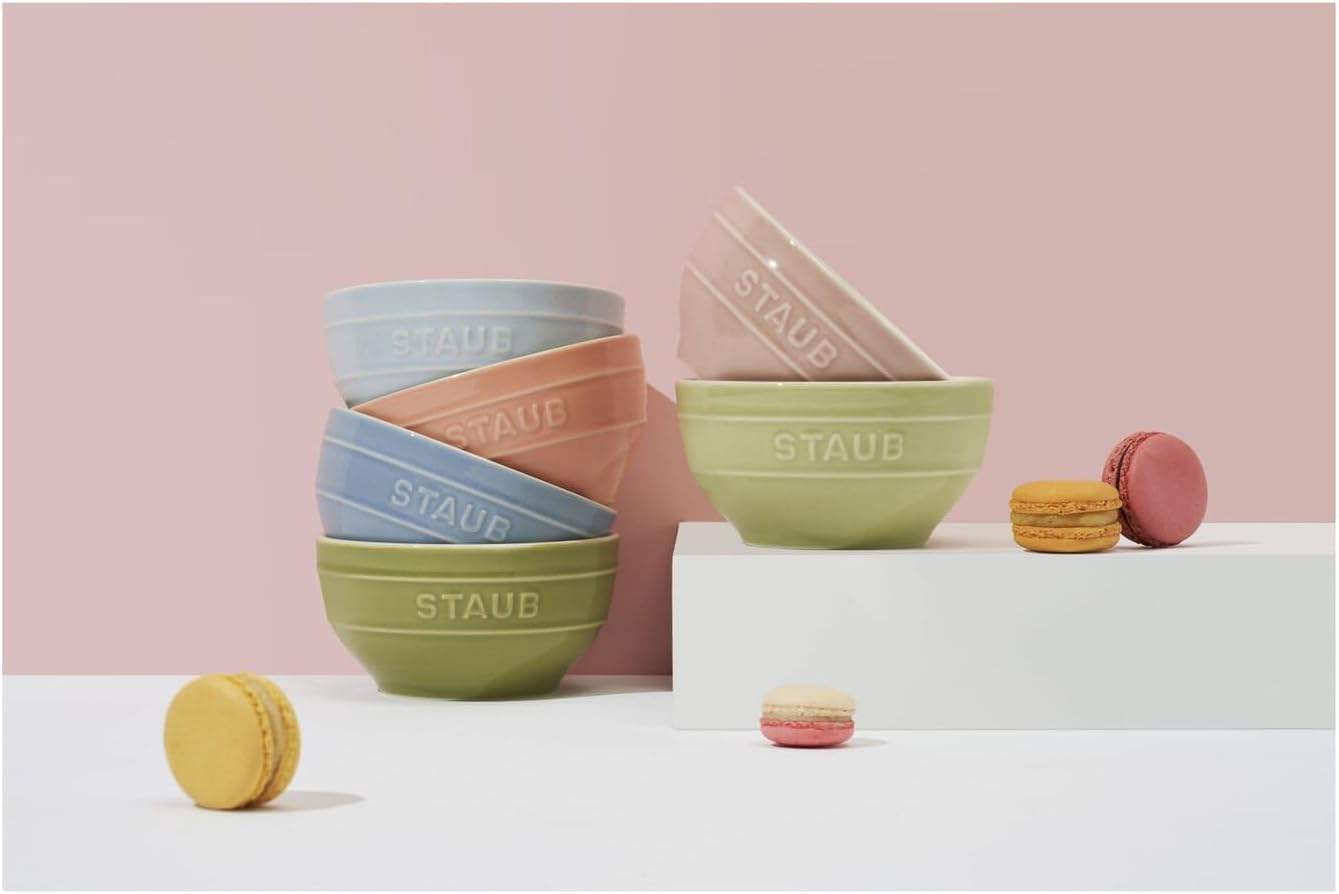 STAUB Ceramique Macaron Bowls, 400 Ml, Cereal Bowls, Serving Bowls, Dessert Bowls, Mixed Colours, Ceramic, 12 Cm, Set of 6 - Macaron image number 3
