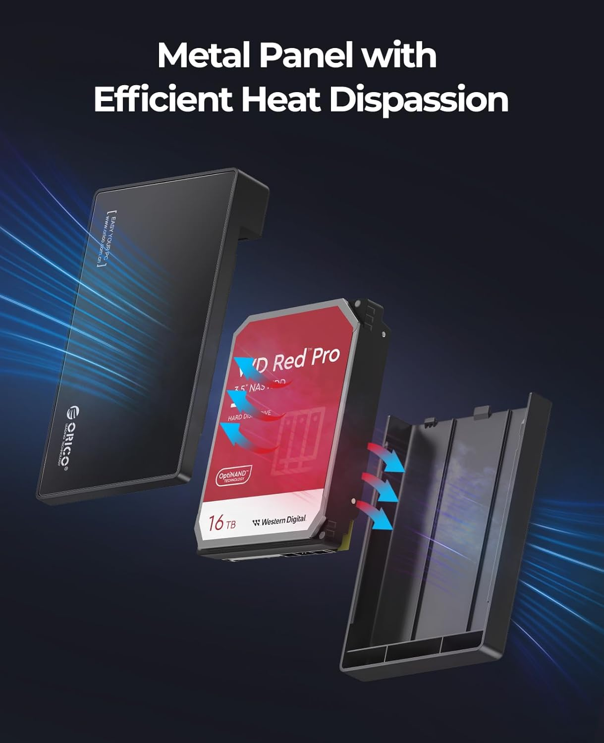 ORICO 3.5" External Hard Drive Enclosure SATA III to USB 3.1 Type C for HDD Tool-Free Installation Supports UASP and 20TB Drives - Black image number 2