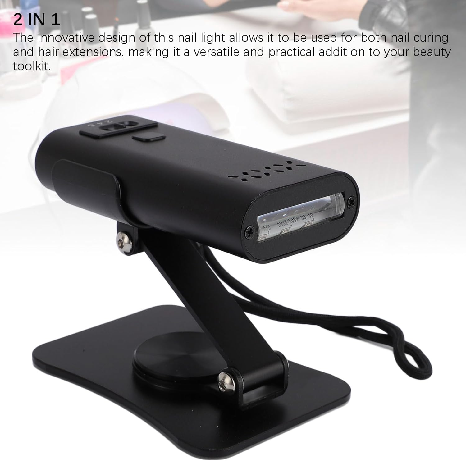 Quick Drying Hair Extension Lamp with Stand, USB Rechargeable LED Nail Light for Nail Art and Hair Extension, Compact Design for Easy Portability